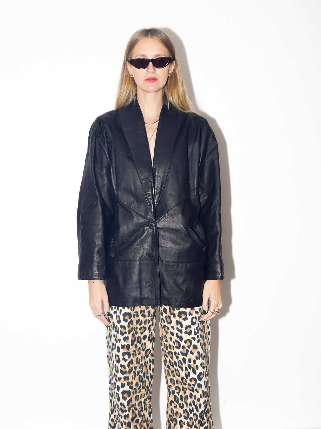 VINTAGE Black Quilted Leather Jacket From The 1980s by Lady Joy