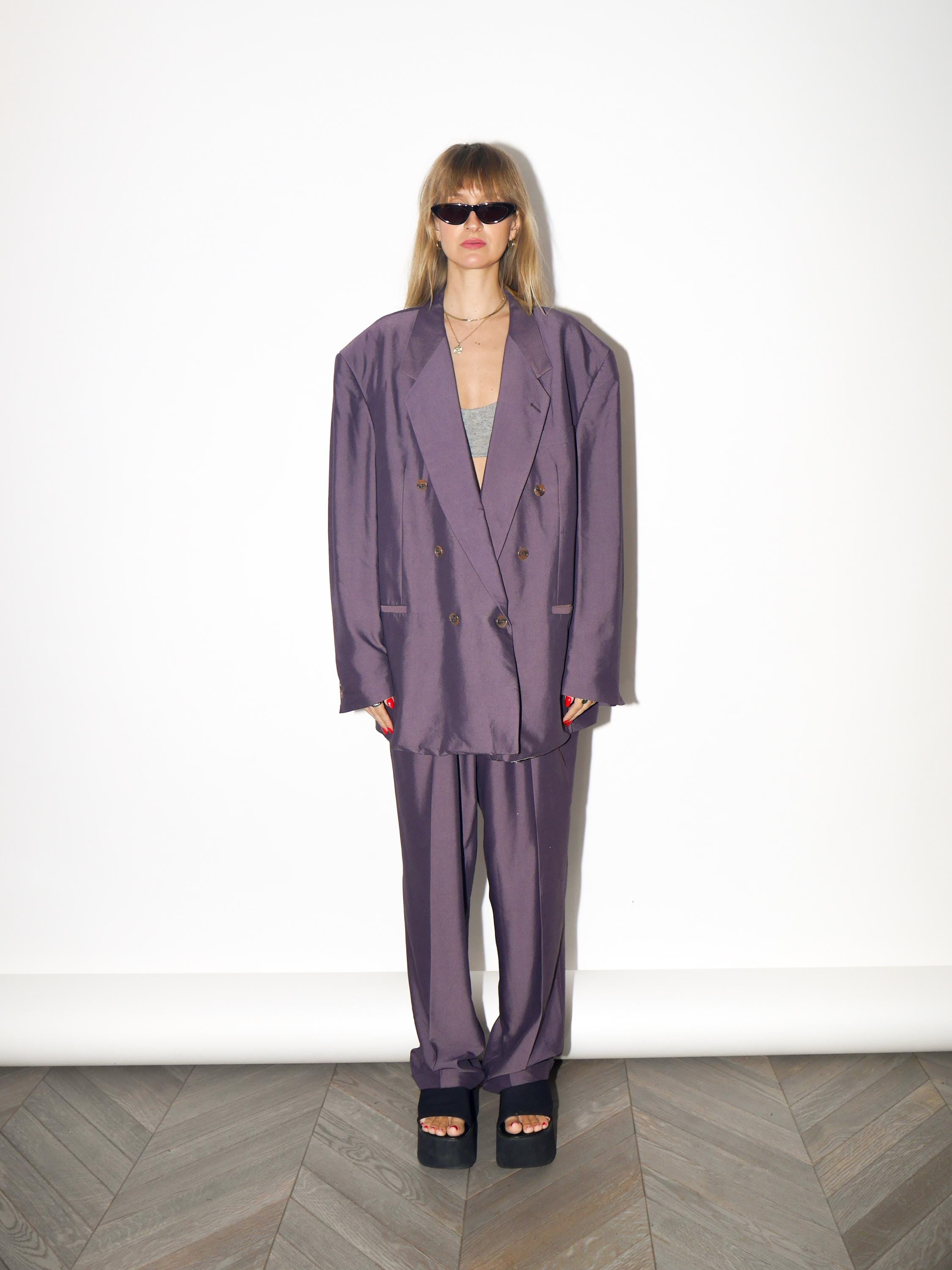 VINTAGE Purple Two‑Piece Suit With Slouchy Blazer And High‑Waist Trousers From The 1980s By Passenger By Cruse