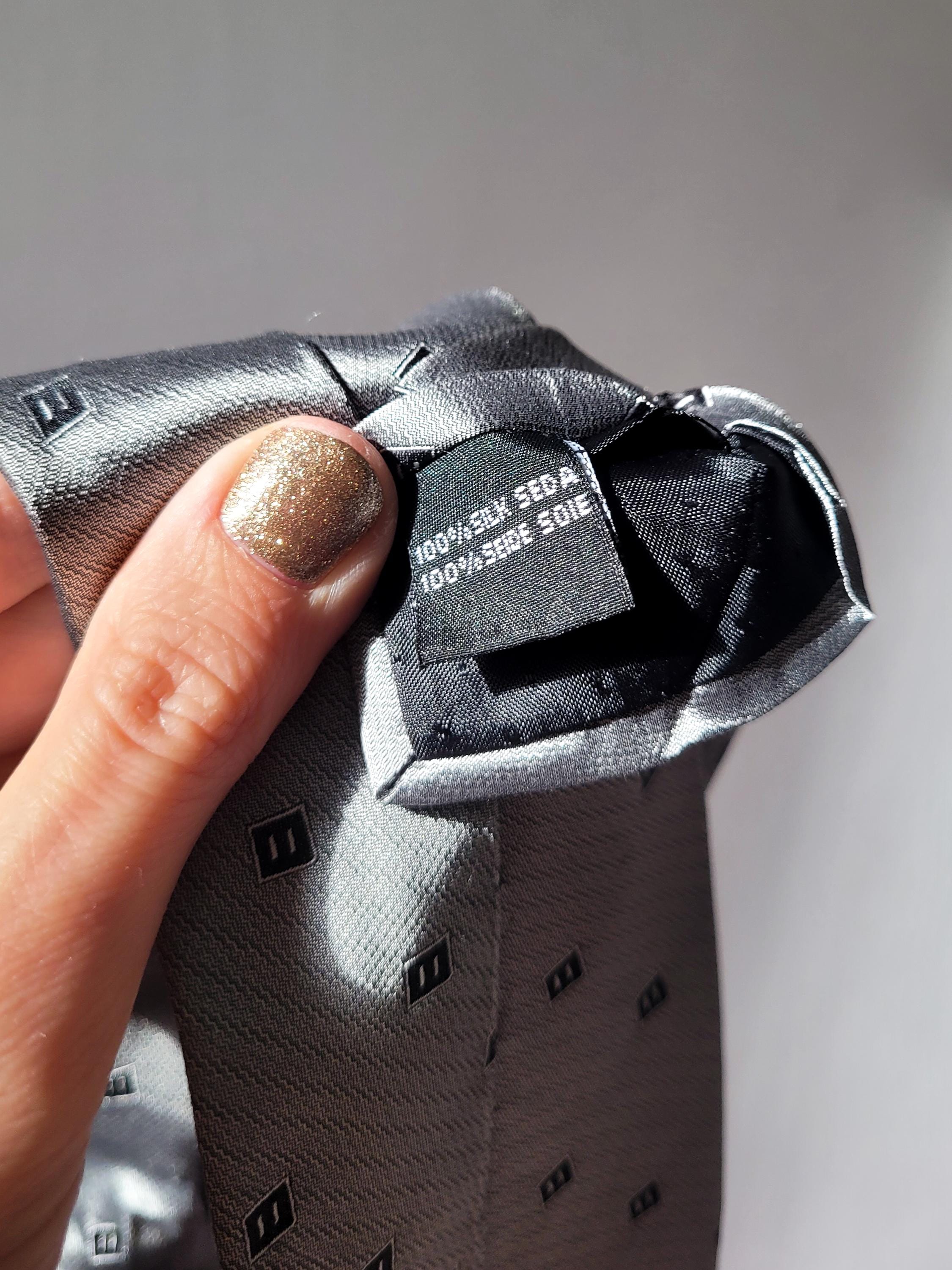 Handmade 100% Silk Scrunchie from Vintage 1980s Tie by MODOPOL - Silver with Gray Squares