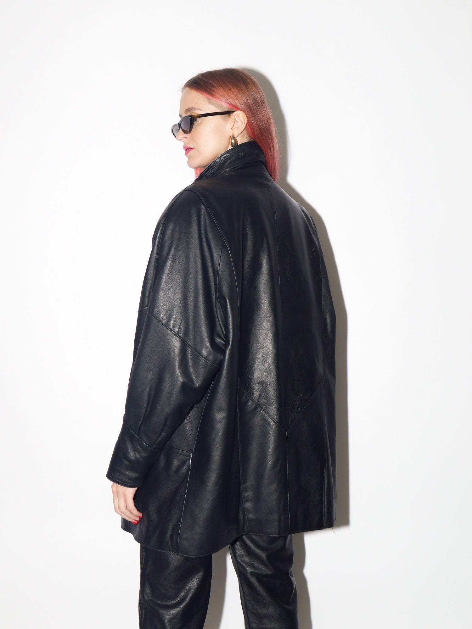 VINTAGE black leather jacket 1980s by Victor Sanjuan from Barcelona | black vintage leather jacket | Hailey Bieber leather jacket