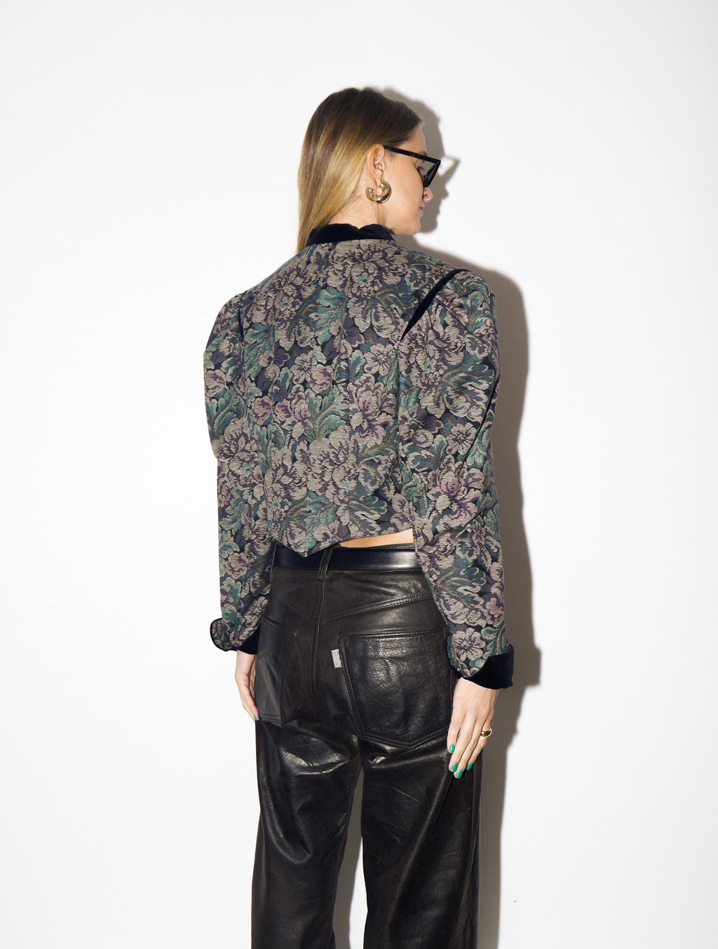 VINTAGE Cotton Jacquard Floral Blazer from 1980s | Big Shoulders Austrian Blazer