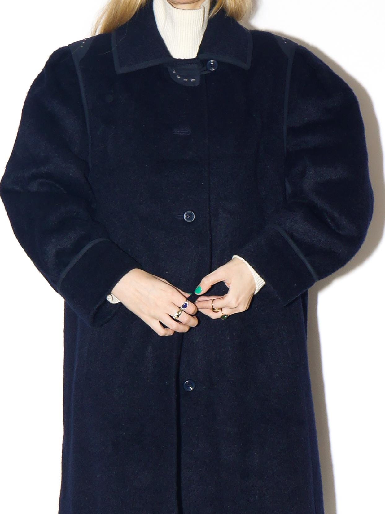 VINTAGE Navy Mohair & Wool Coat from 1980s | Luxury Maxi Coat by Golden Gate®