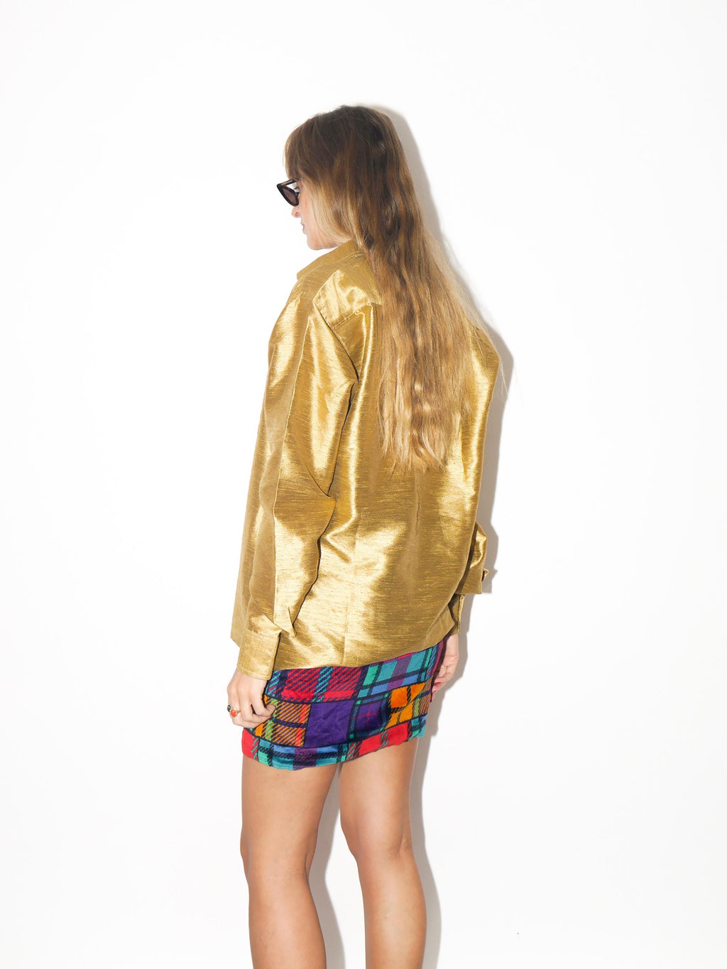 VINTAGE Structured Gold Raw‑Silk‑Look Shirt From The 2000s