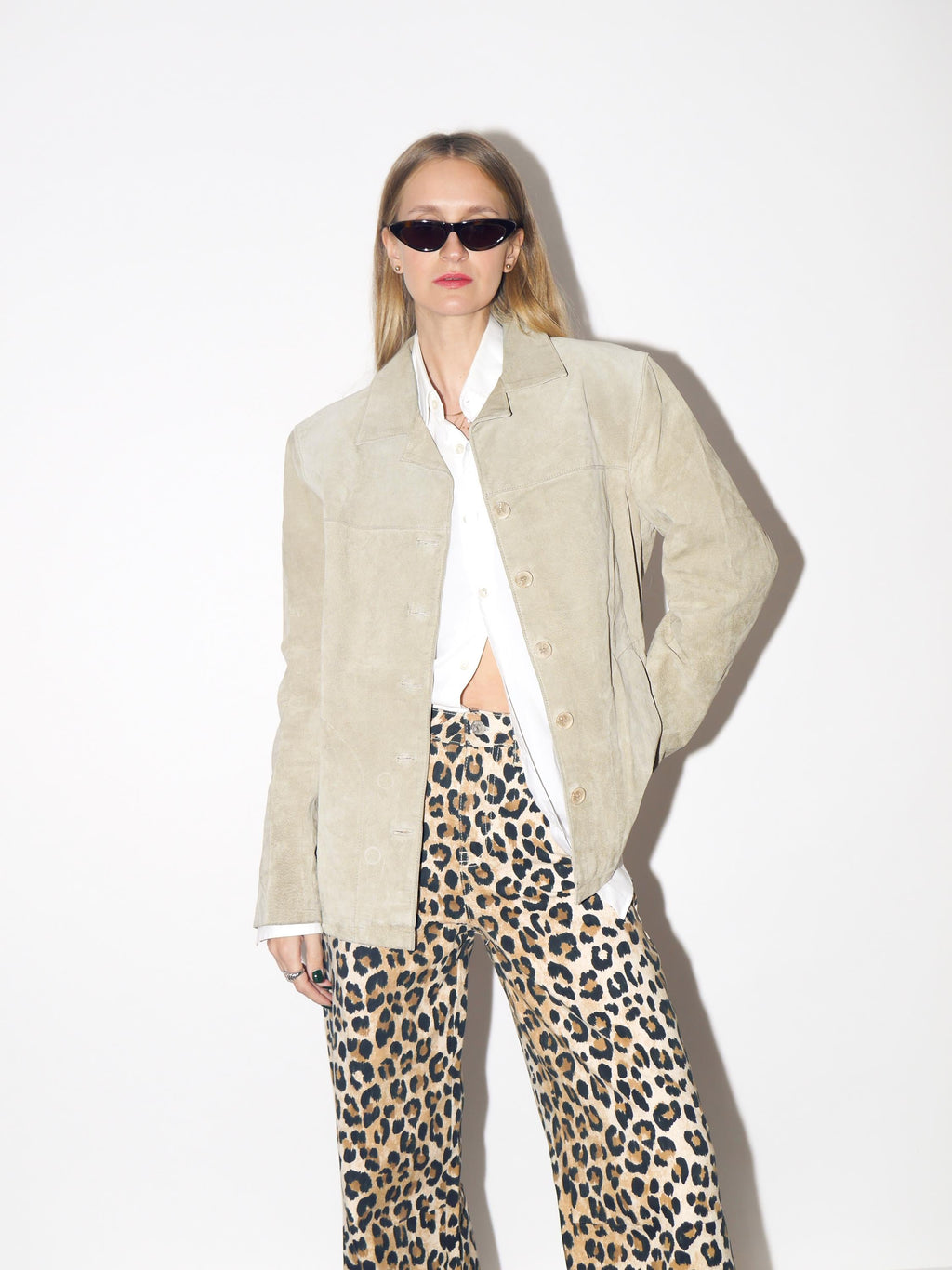 VINTAGE Ash Beige Suede Jacket From The 1990s