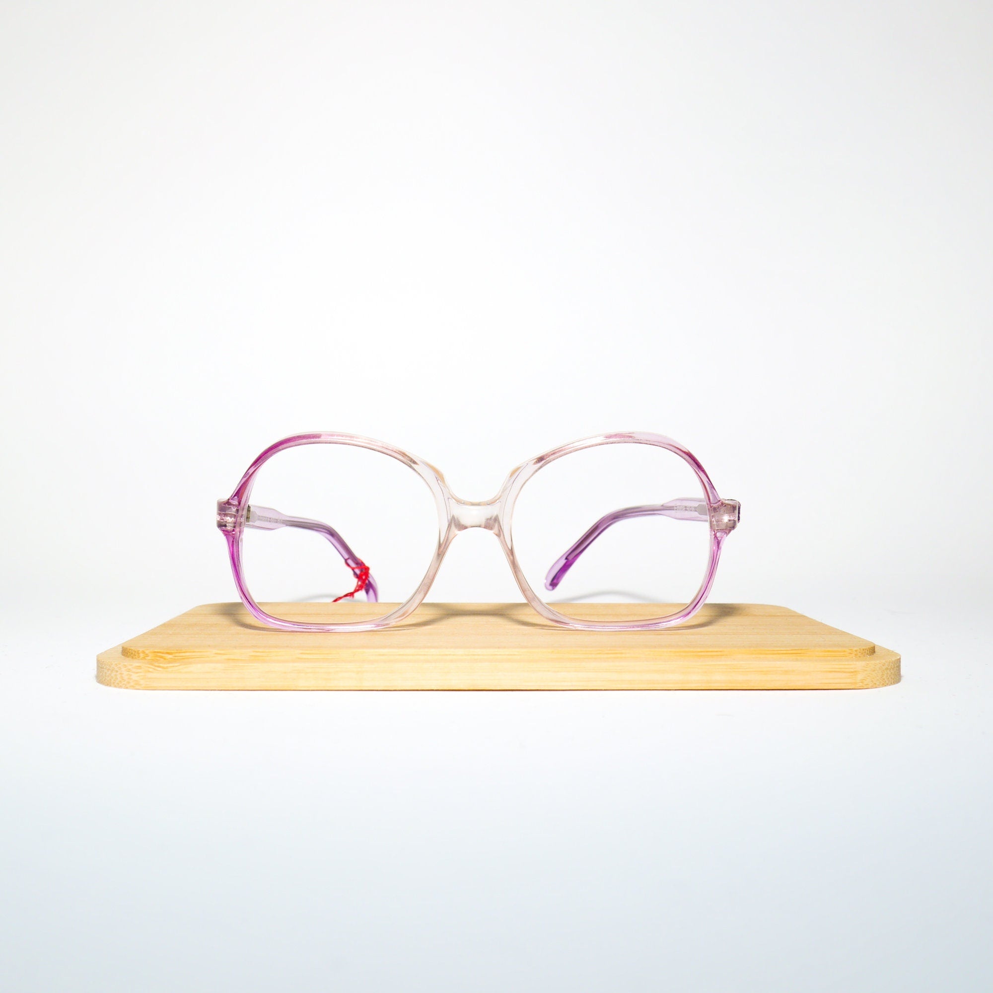VINTAGE premium eyeglasses 1970s | clear and pink plastic frames | square retro glasses frames | oversize eyeglasses | 50-18-130