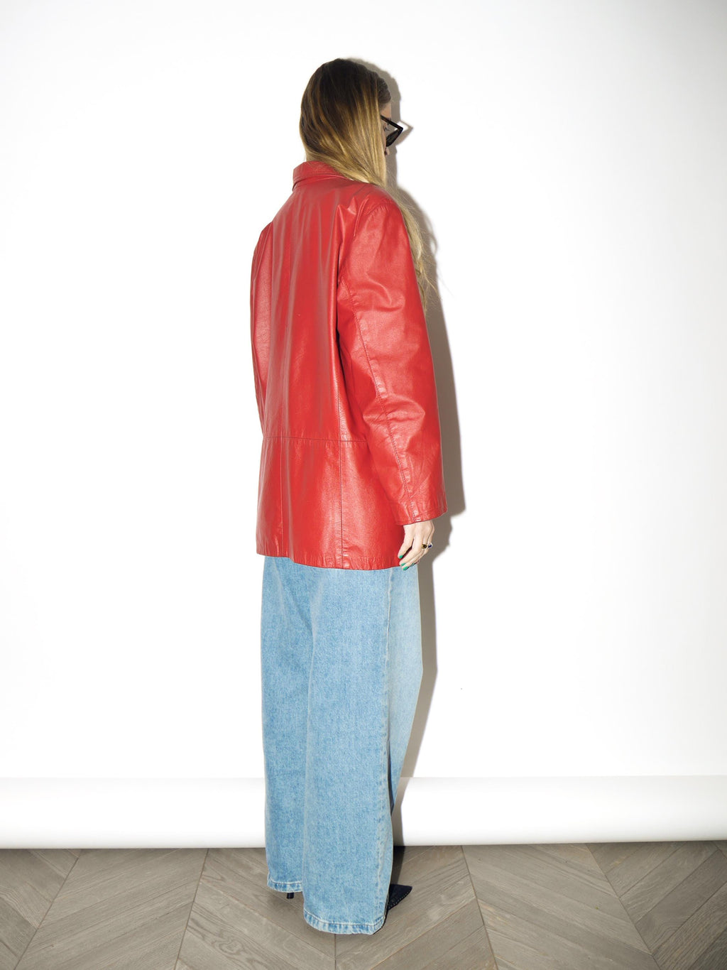 VINTAGE Red Leather Blazer from 1980s | Oversized Red Leather Jacket