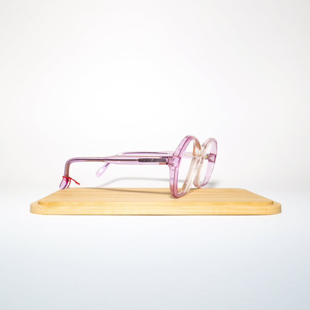 VINTAGE premium eyeglasses 1970s | clear and pink plastic frames | square retro glasses frames | oversize eyeglasses | 50-18-130