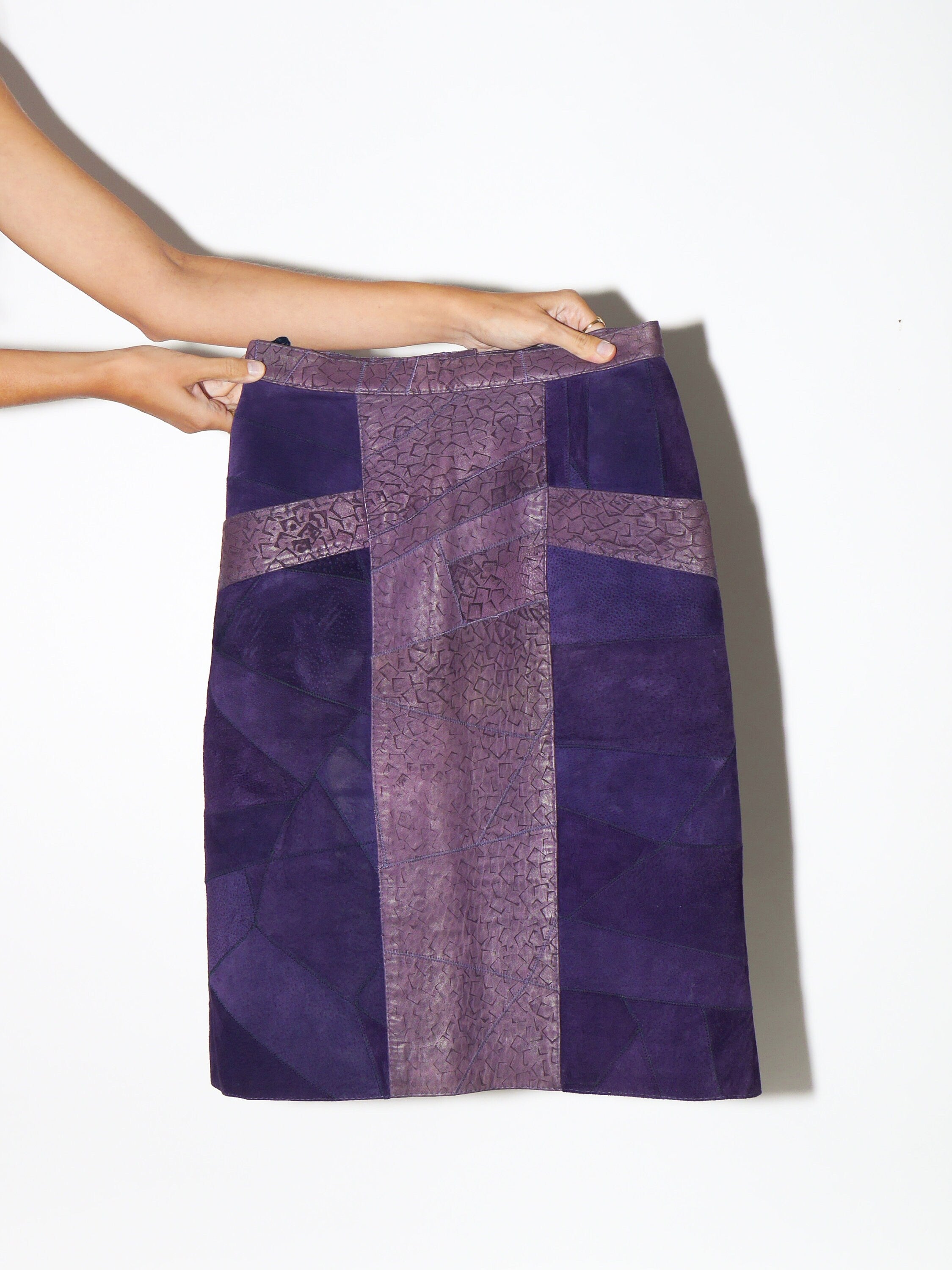 VINTAGE suede skirt 80s | vintage purple suede skirt | leather vintage skirt | Brad Impex skirt | midi leather skirt | midi suede skirt