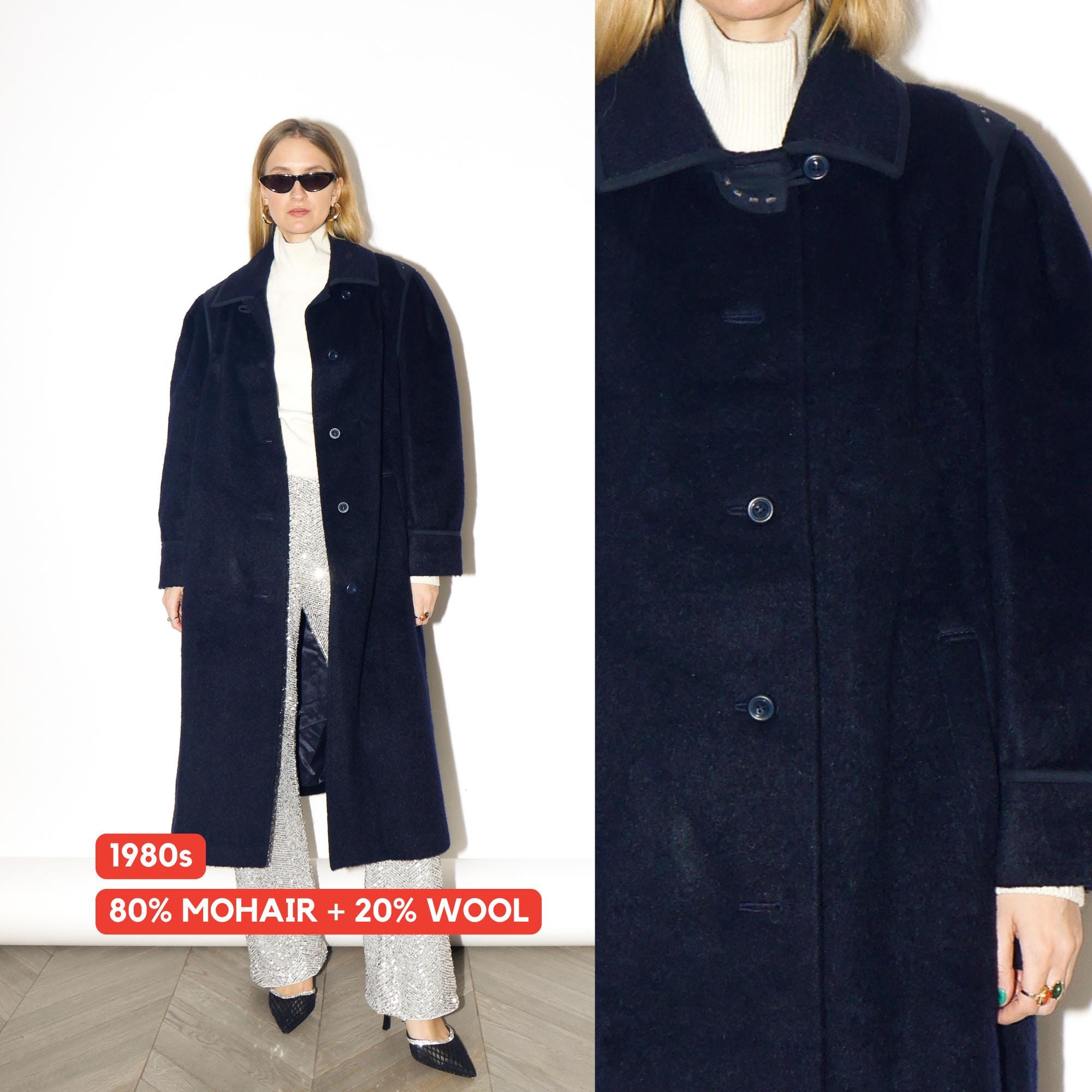 VINTAGE Navy Mohair & Wool Coat from 1980s | Luxury Maxi Coat by Golden Gate®
