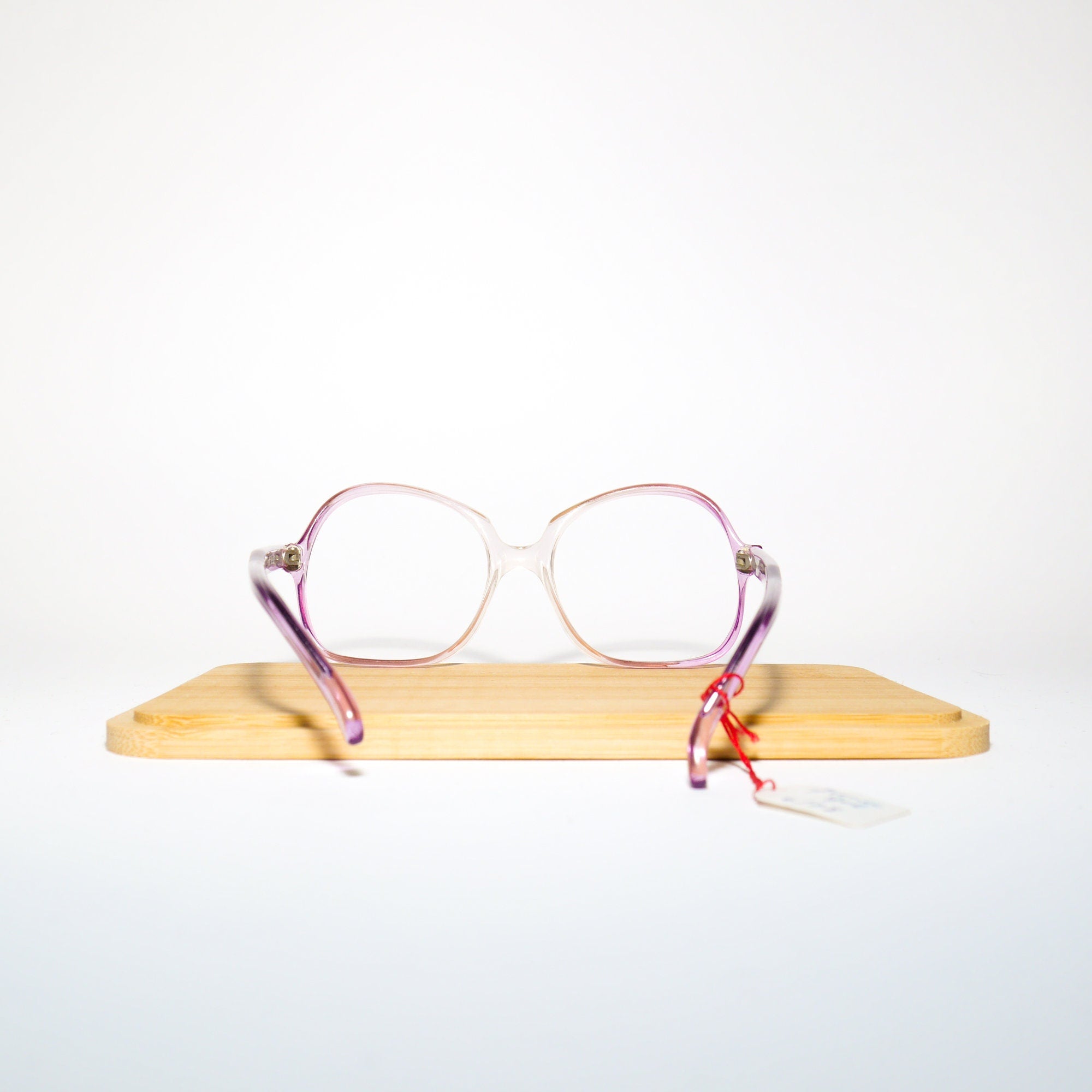 VINTAGE premium eyeglasses 1970s | clear and pink plastic frames | square retro glasses frames | oversize eyeglasses | 50-18-130