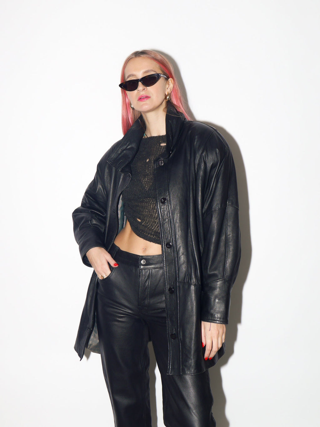 VINTAGE black leather jacket 1980s by Victor Sanjuan from Barcelona | black vintage leather jacket | Hailey Bieber leather jacket