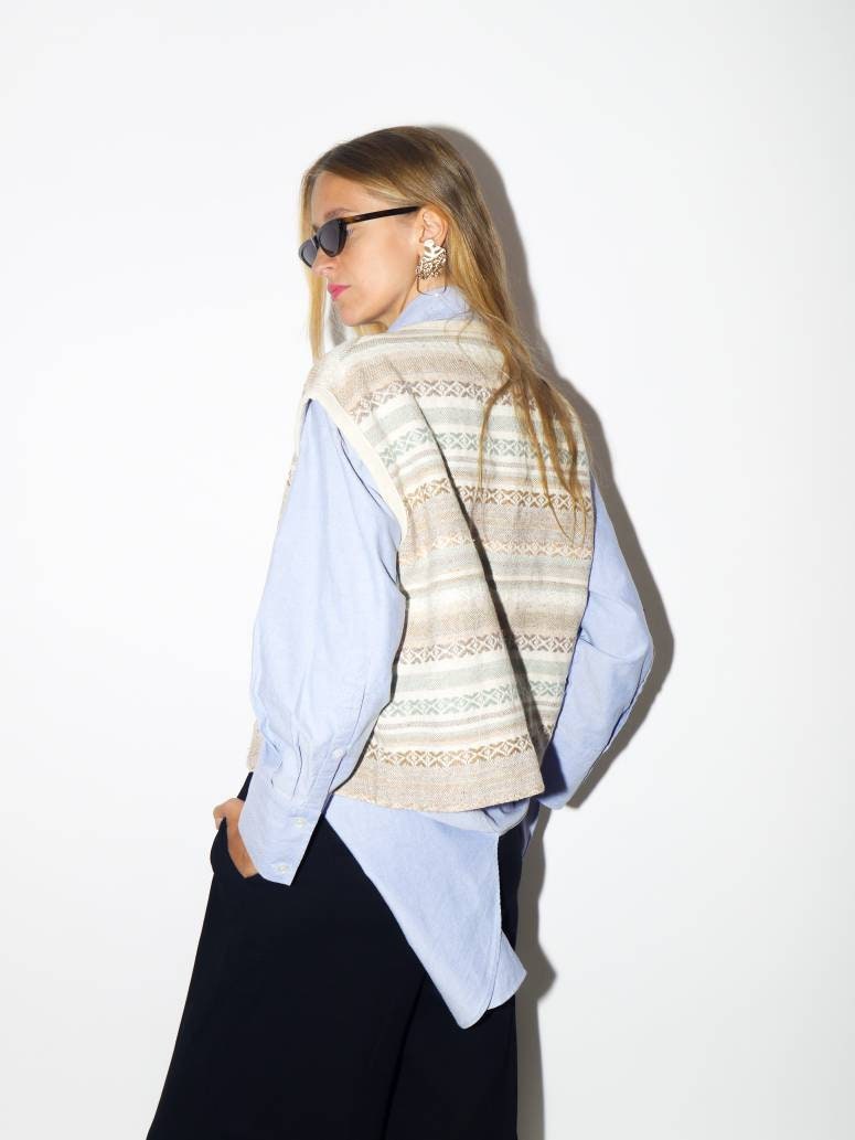 VINTAGE vest 1980s | wool vintage vest | Diserto vintage vest | jacquard vintage vest | oversize vintage vest | hippie vest | boho vest