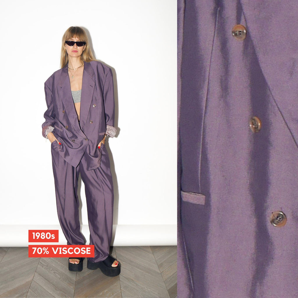 VINTAGE Purple Two‑Piece Suit With Slouchy Blazer And High‑Waist Trousers From The 1980s By Passenger By Cruse