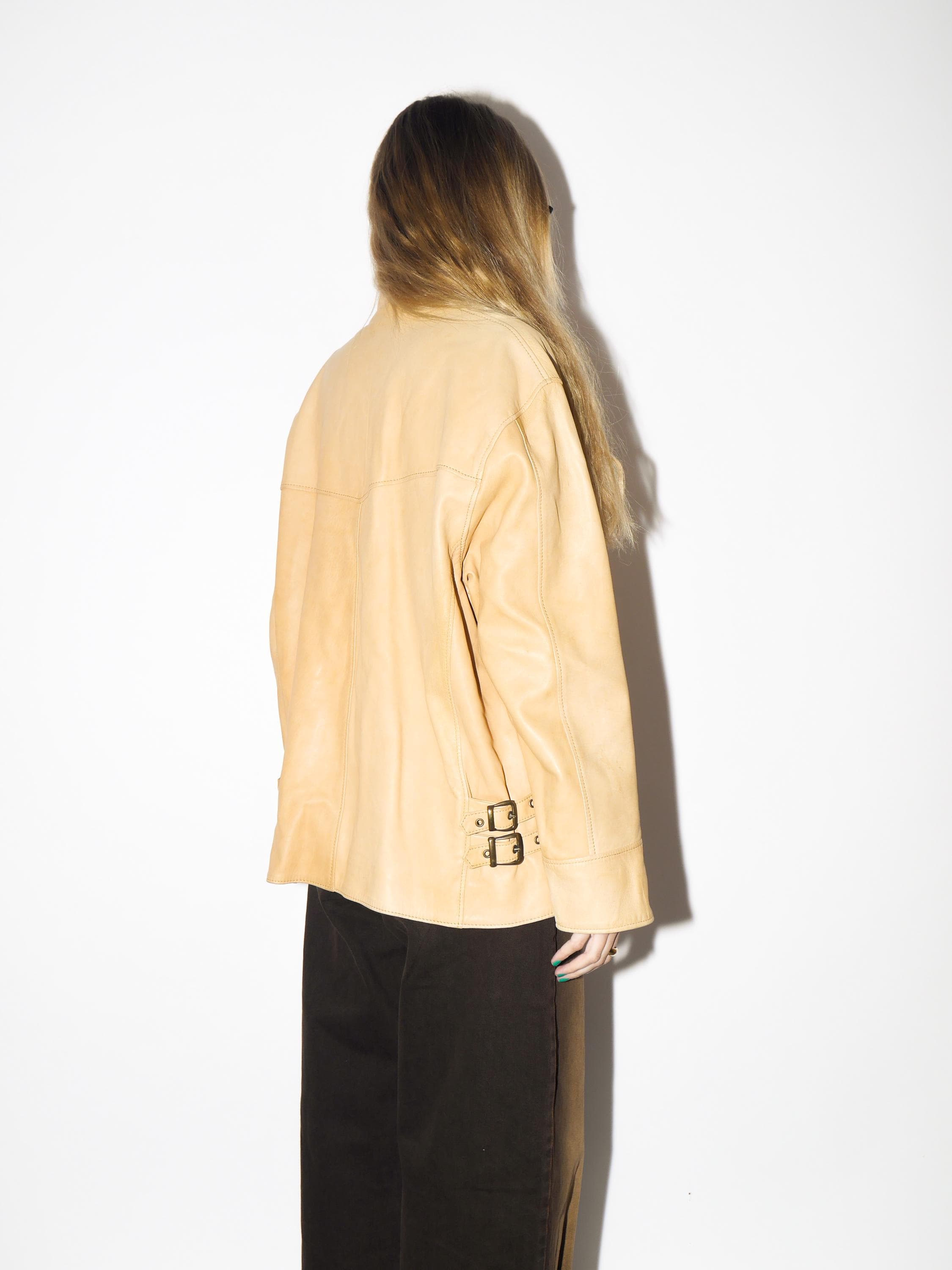 VINTAGE Apricot Leather Jacket from 1990s by Alta Moda® | Oversize Leather Jacket