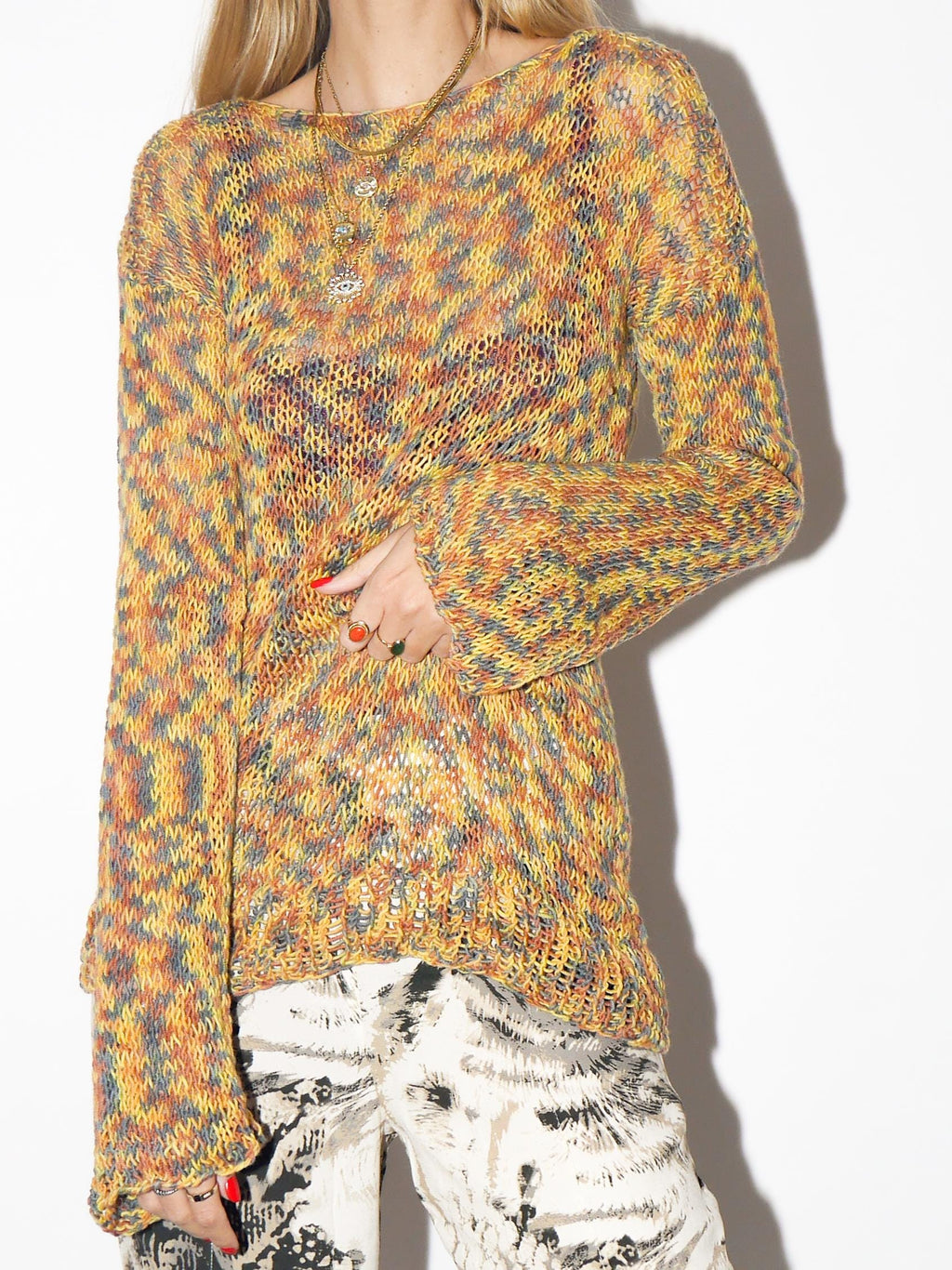 VINTAGE Handmade Rainbow Wool Sweater From The 1980s
