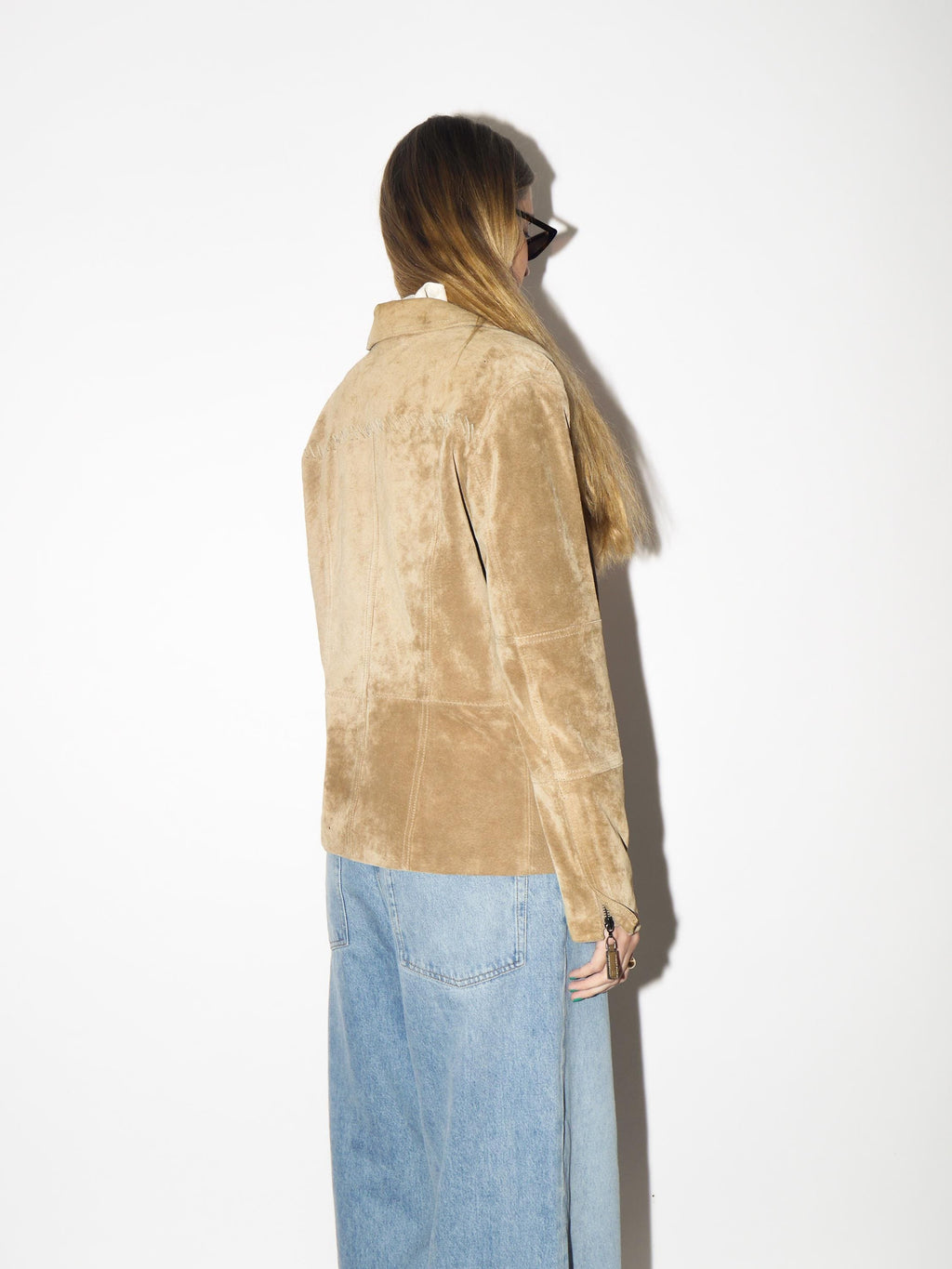 VINTAGE Beige Suede Jacket from 1980s | Betty Barkley Double Zip Leather Jacket