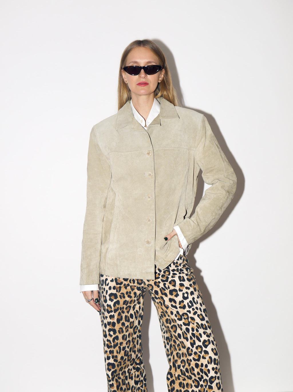 VINTAGE Ash Beige Suede Jacket From The 1990s