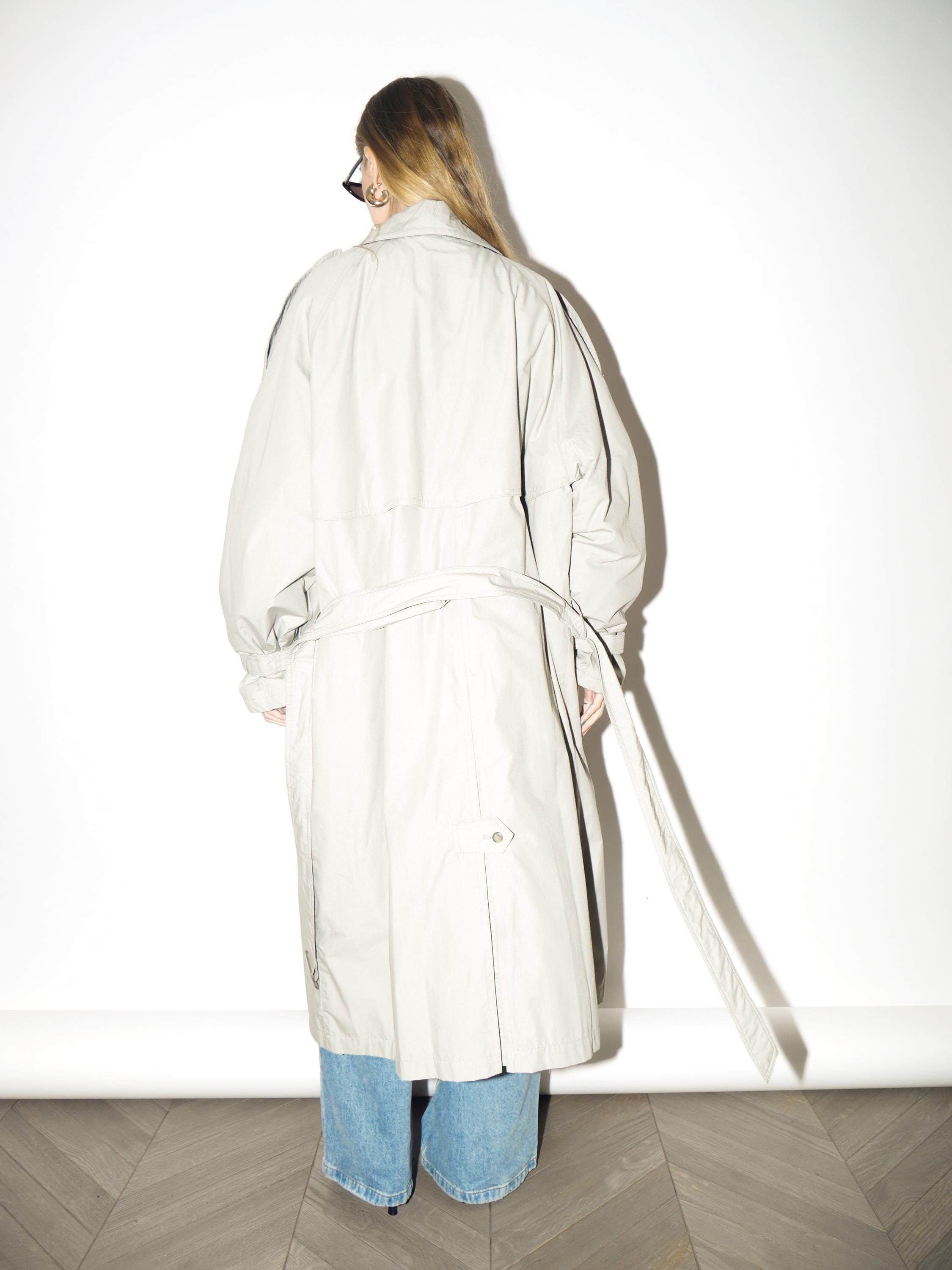 VINTAGE Gray Maxi Trench Coat from 1980s | Oversized Warm Cotton Trench Coat