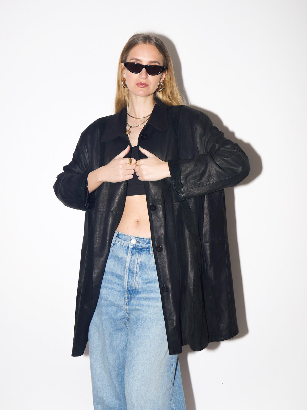 VINTAGE Black Leather Suede Jacket from 1980s | Retro Black Suede Coat