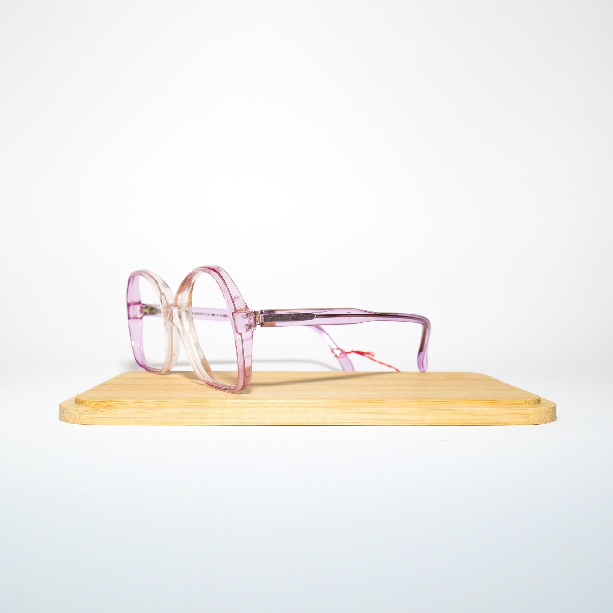 VINTAGE premium eyeglasses 1970s | clear and pink plastic frames | square retro glasses frames | oversize eyeglasses | 50-18-130