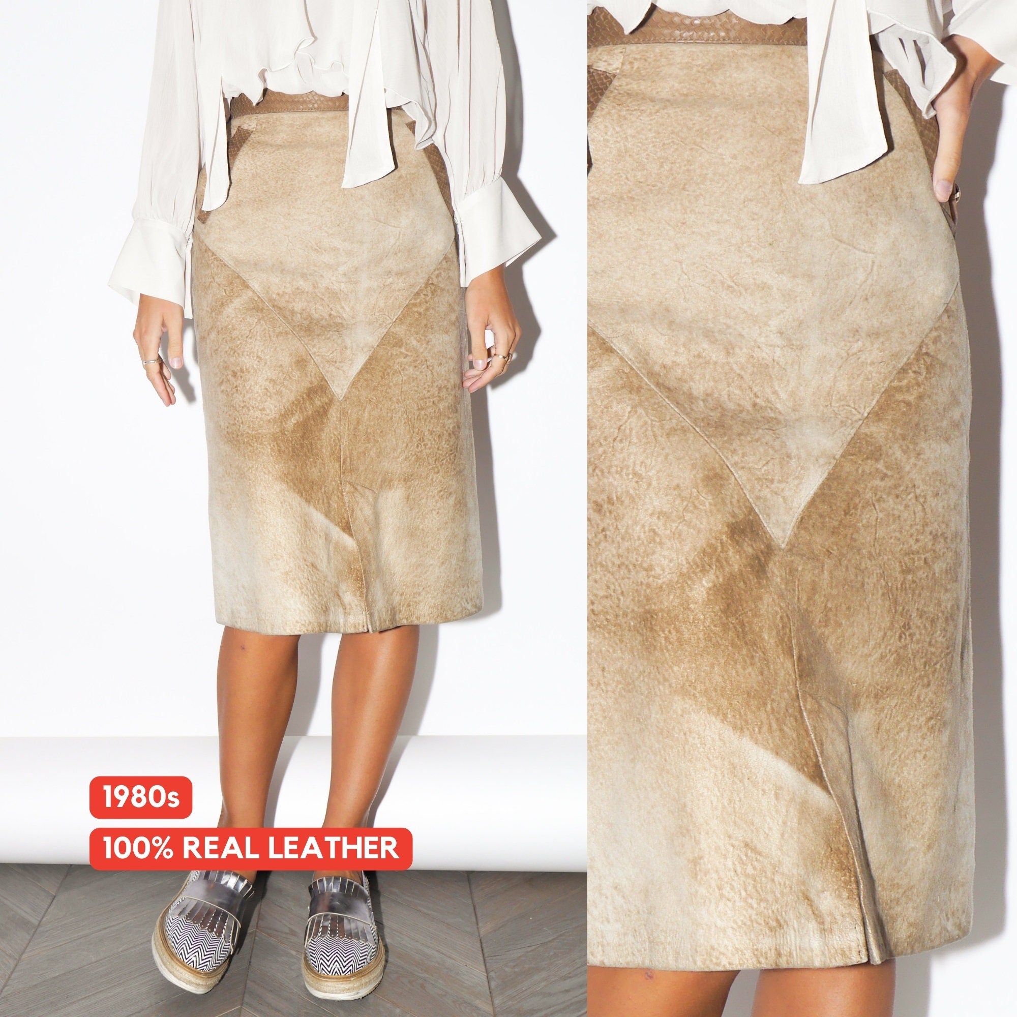 VINTAGE suede skirt 80s | vintage beige suede skirt | pencil vintage skirt | elegant vintage skirt | midi leather skirt | midi suede skirt