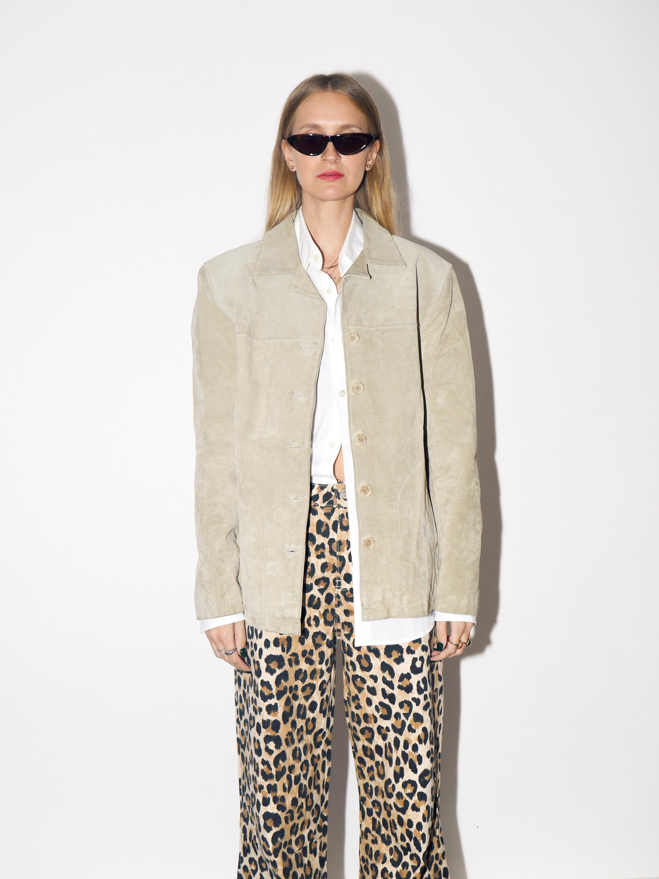 VINTAGE Ash Beige Suede Jacket From The 1990s