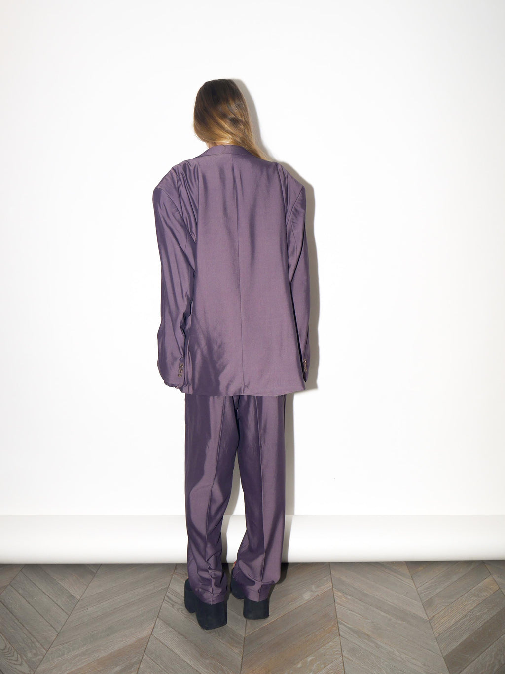 VINTAGE Purple Two‑Piece Suit With Slouchy Blazer And High‑Waist Trousers From The 1980s By Passenger By Cruse