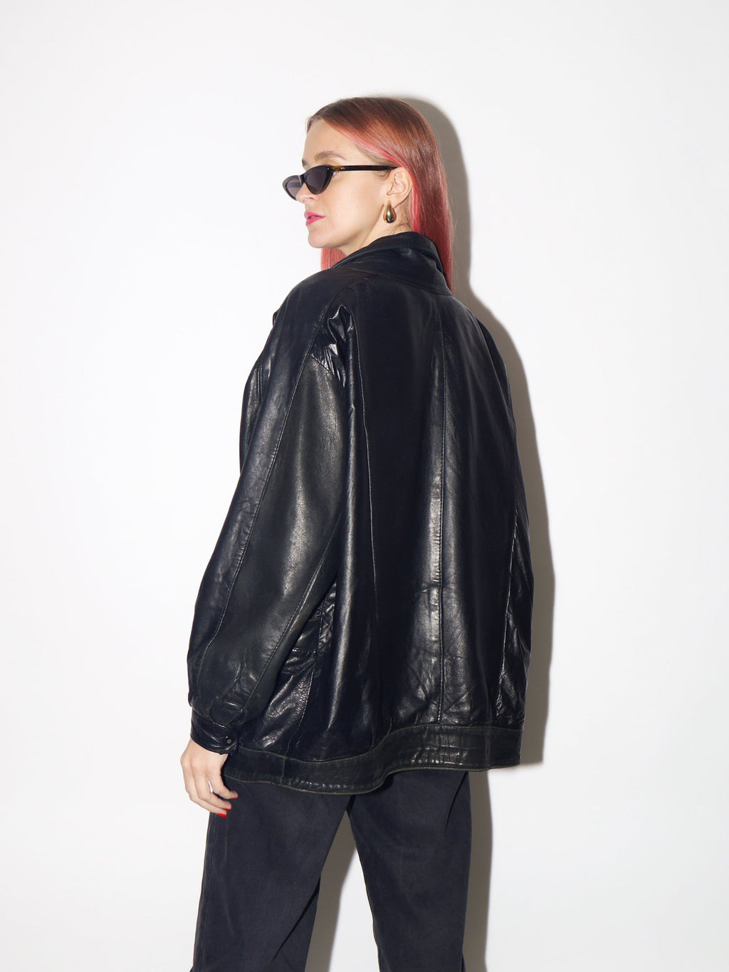 VINTAGE black leather jacket 1980s from UK | black vintage leather jacket | Hailey Bieber leather jacket | retro jacket | oversize jacket