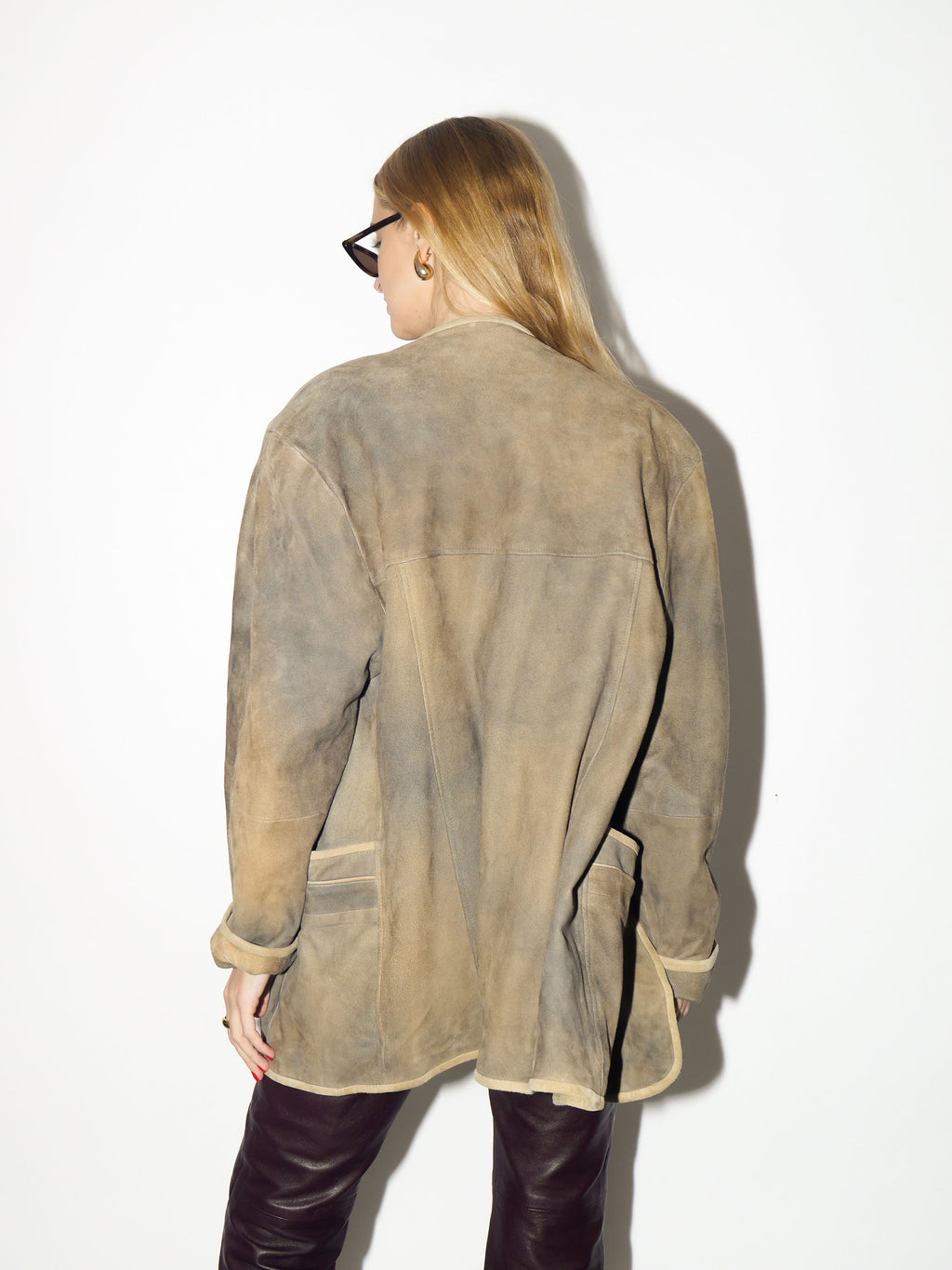 VINTAGE leather suede beige jacket 1980s | beige vintage leather blazer | retro leather jacket | vintage leather jacket | oversize jacket