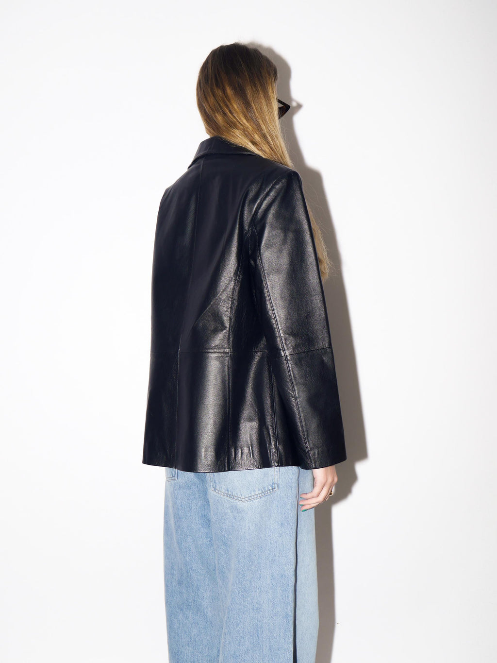 VINTAGE Black Leather Jacket from 1980s | Vintage Black Leather Oversize Blazer