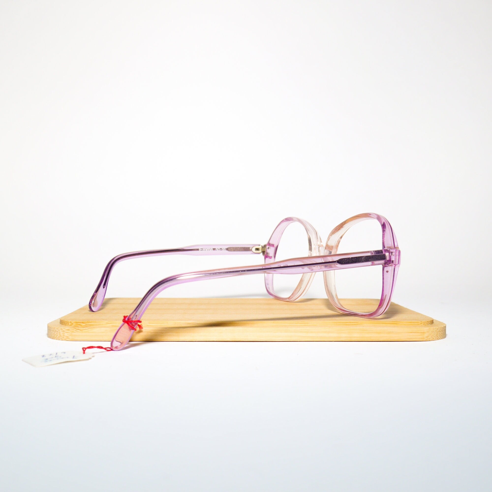 VINTAGE premium eyeglasses 1970s | clear and pink plastic frames | square retro glasses frames | oversize eyeglasses | 50-18-130