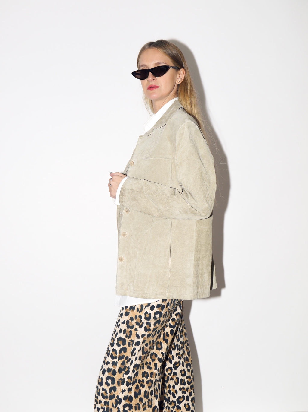 VINTAGE Ash Beige Suede Jacket From The 1990s