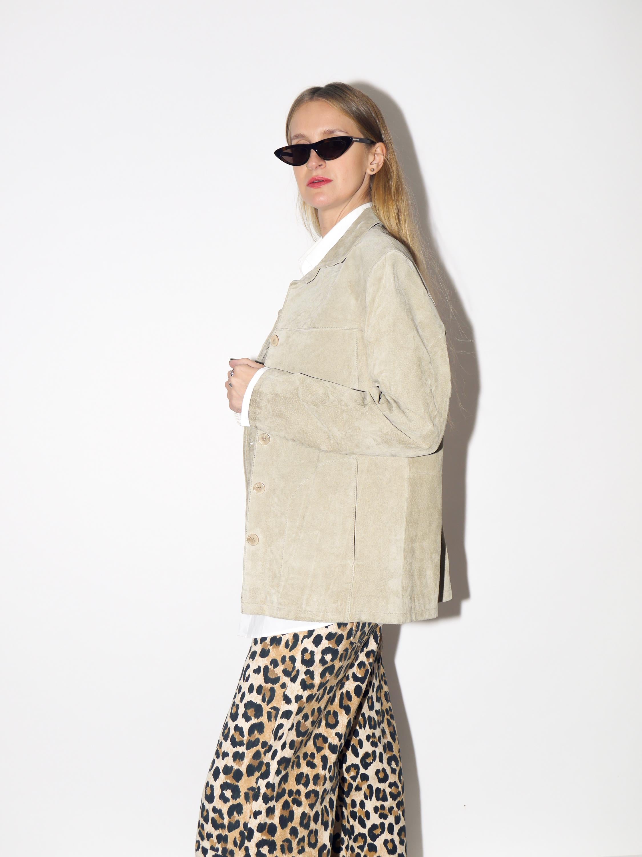 VINTAGE Ash Beige Suede Jacket From The 1990s