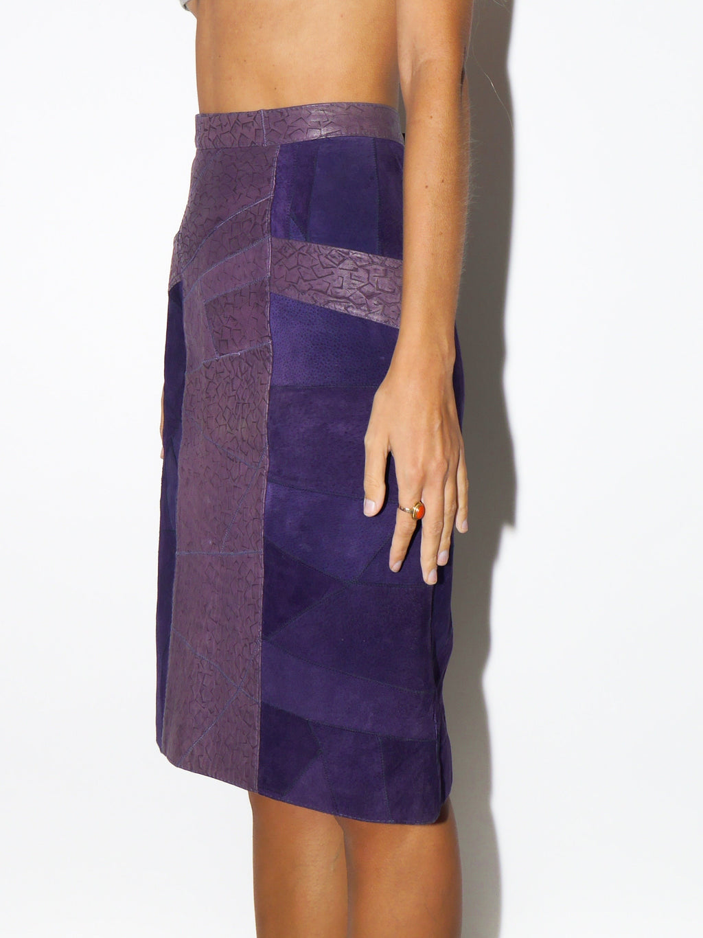 VINTAGE suede skirt 80s | vintage purple suede skirt | leather vintage skirt | Brad Impex skirt | midi leather skirt | midi suede skirt
