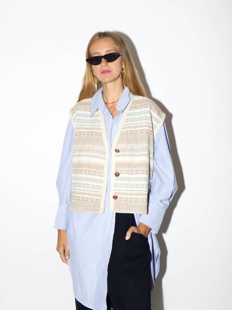 VINTAGE vest 1980s | wool vintage vest | Diserto vintage vest | jacquard vintage vest | oversize vintage vest | hippie vest | boho vest