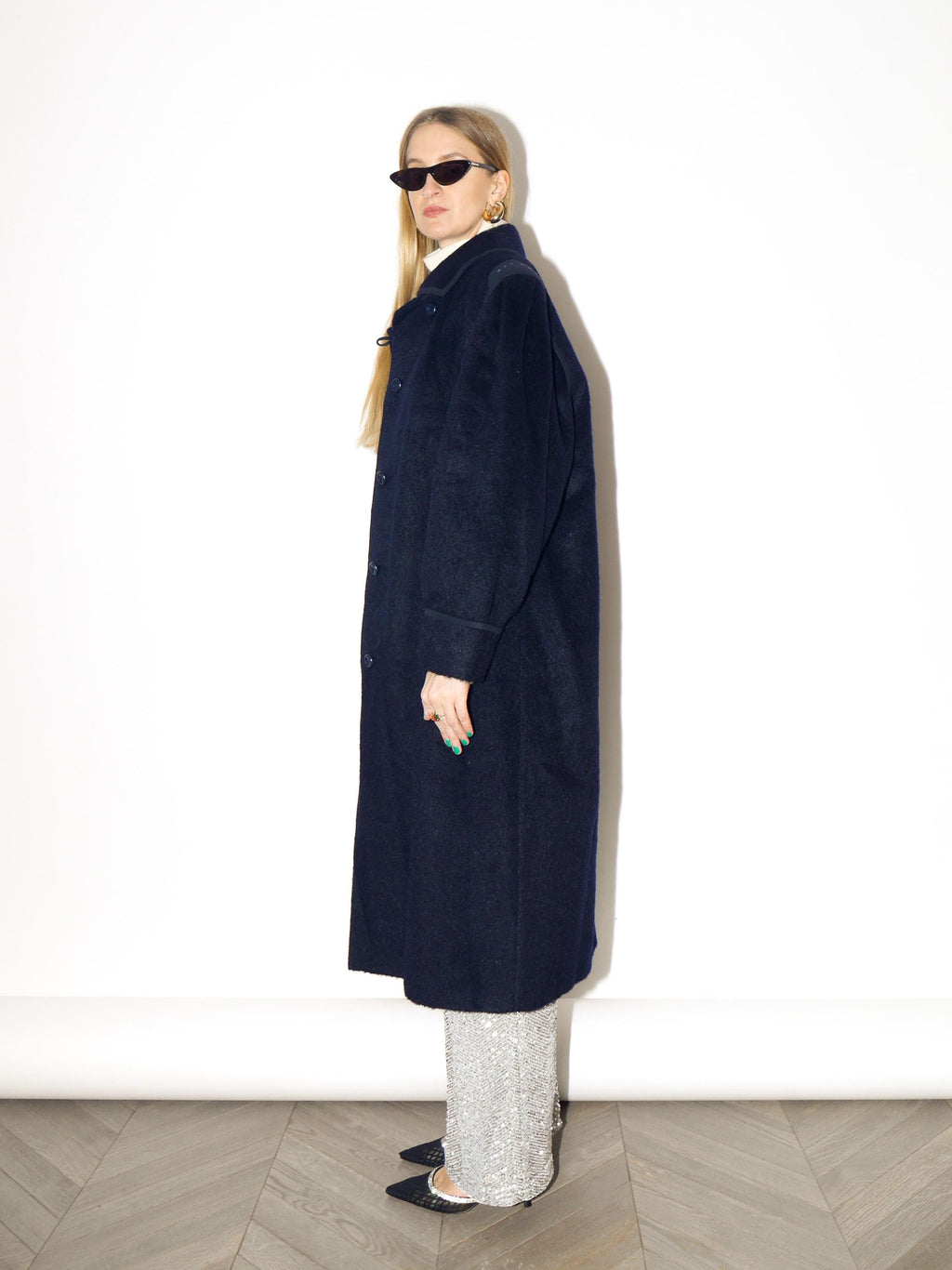 VINTAGE Navy Mohair & Wool Coat from 1980s | Luxury Maxi Coat by Golden Gate®