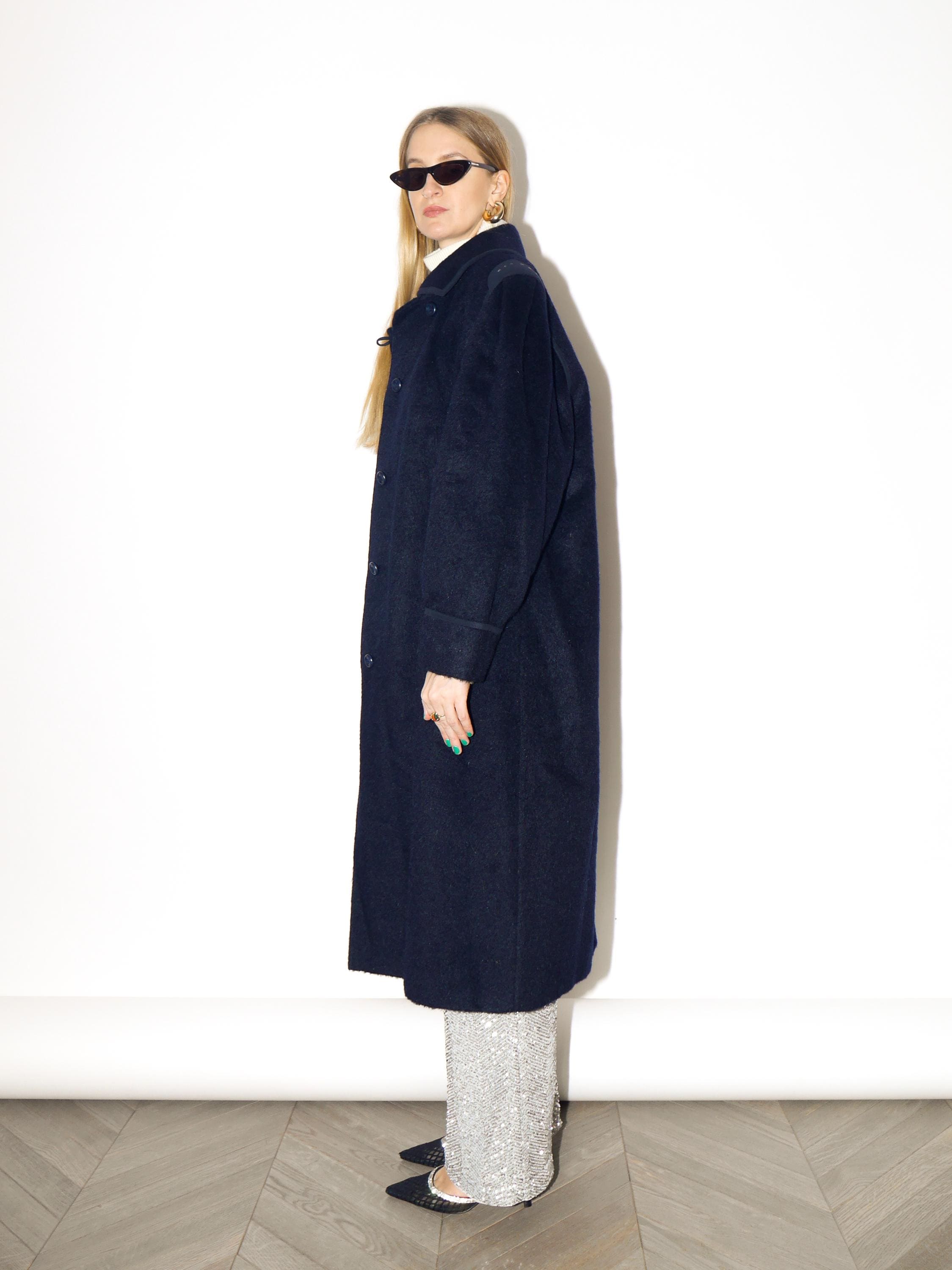 VINTAGE Navy Mohair & Wool Coat from 1980s | Luxury Maxi Coat by Golden Gate®