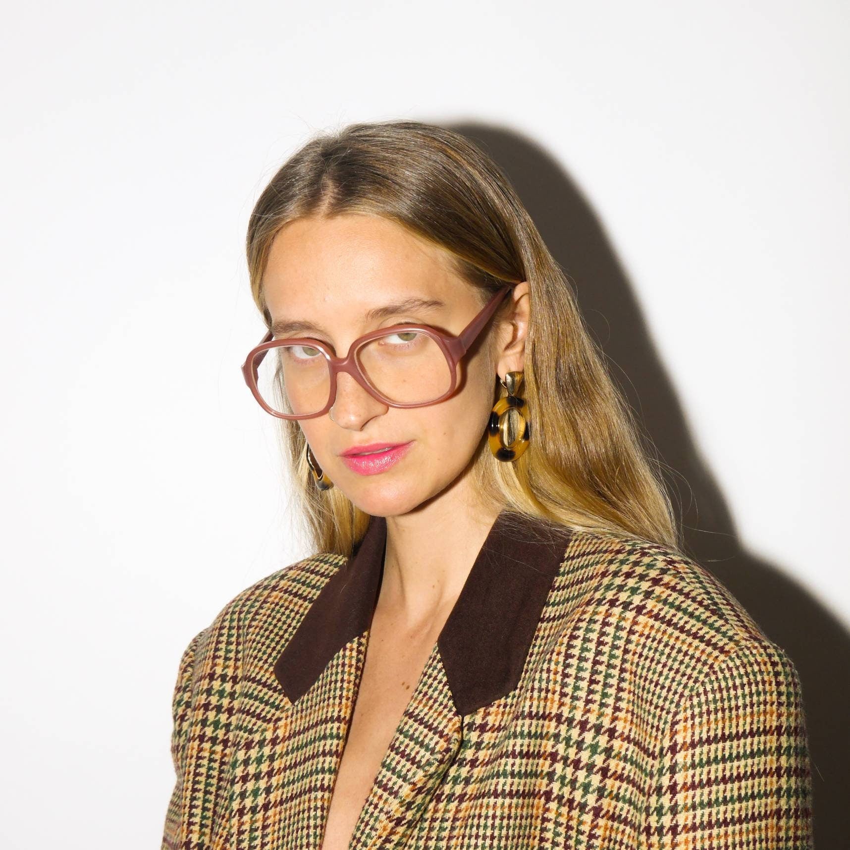 vintage 70s glasses frames in nude pink | plastic retro eyeglasses | 1970s eyewear | modopol