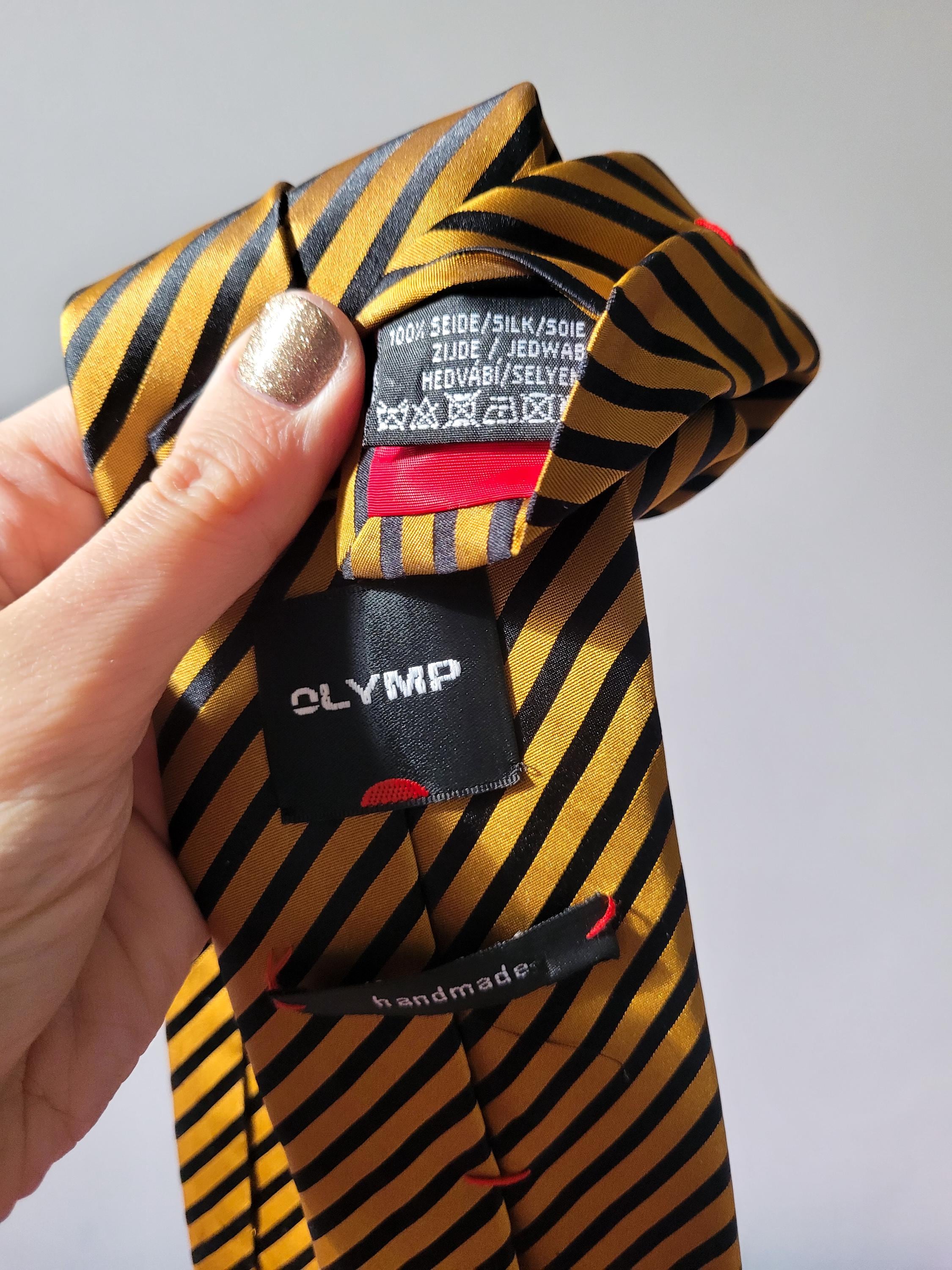 Handmade 100% Silk Scrunchie from Vintage 1980s Tie by MODOPOL - Orange and Black Stripes by Olymp