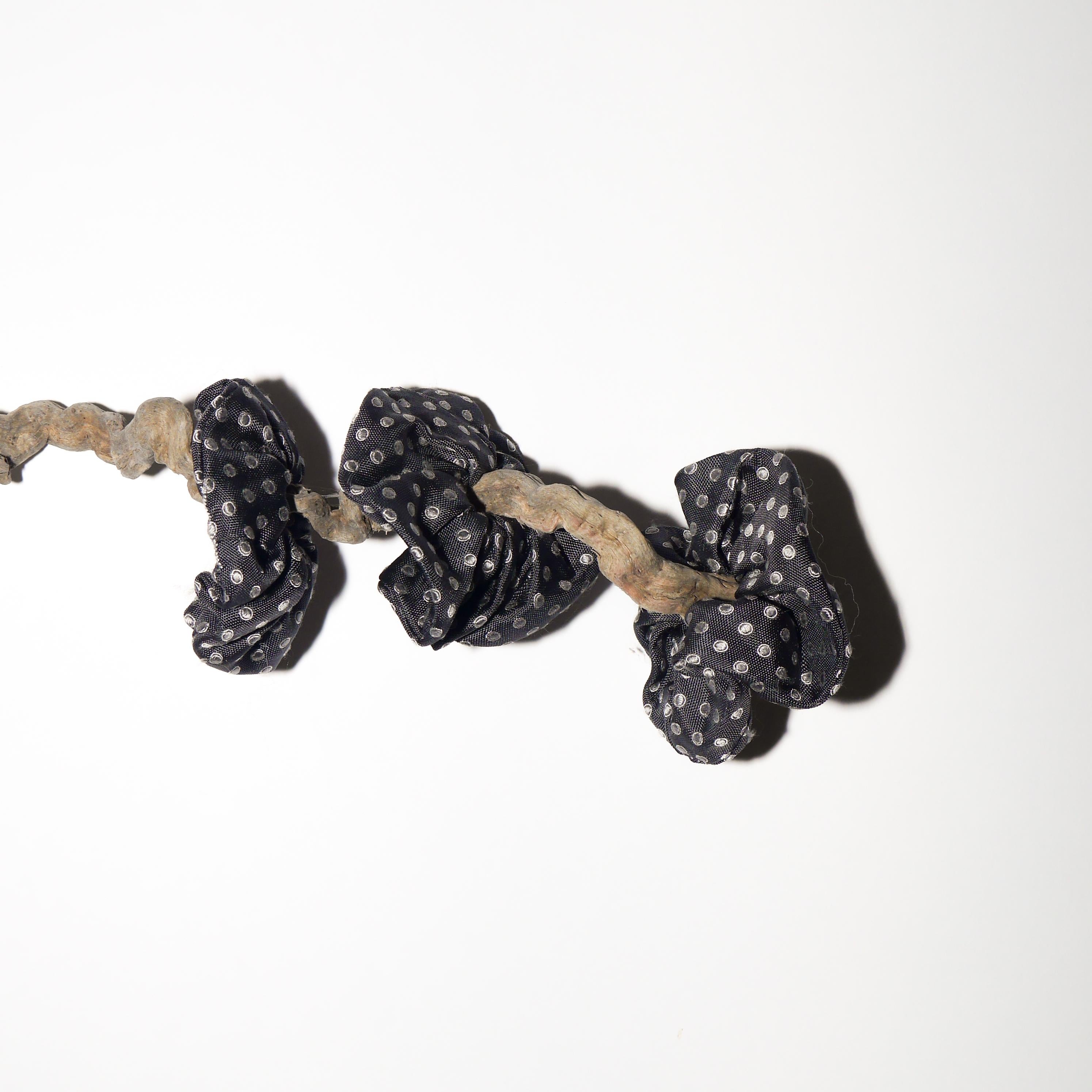 Handmade 100% Silk Scrunchie from Vintage 1980s Tie by MODOPOL - Dark Gray in Polka Dots