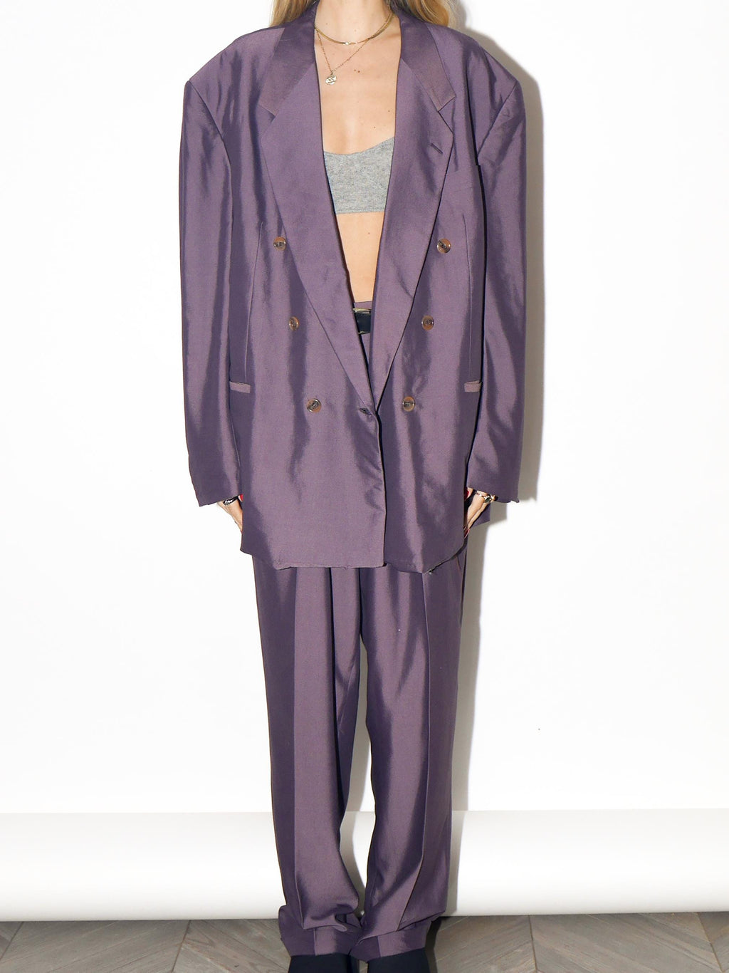 VINTAGE Purple Two‑Piece Suit With Slouchy Blazer And High‑Waist Trousers From The 1980s By Passenger By Cruse