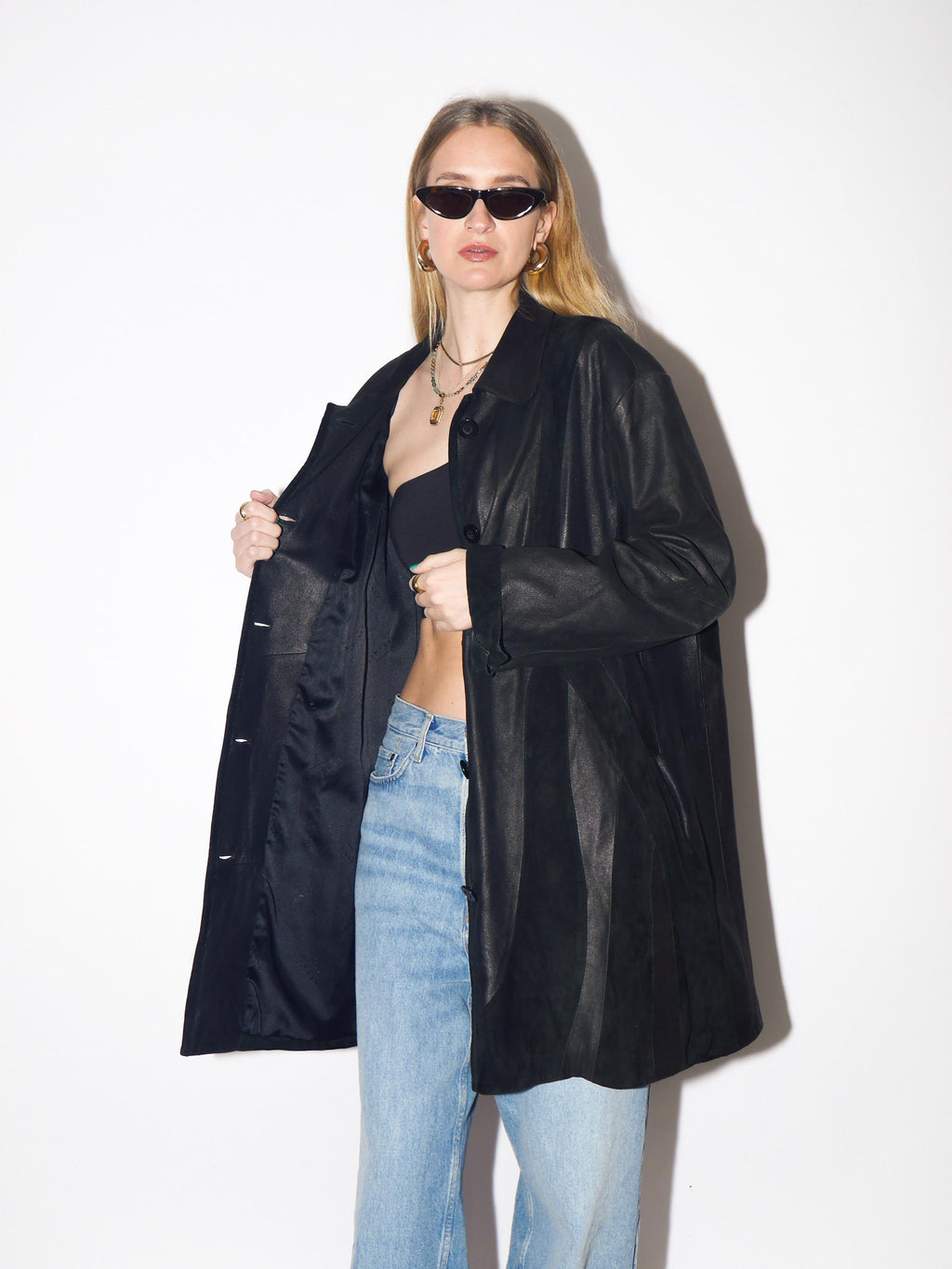 VINTAGE Black Leather Suede Jacket from 1980s | Retro Black Suede Coat