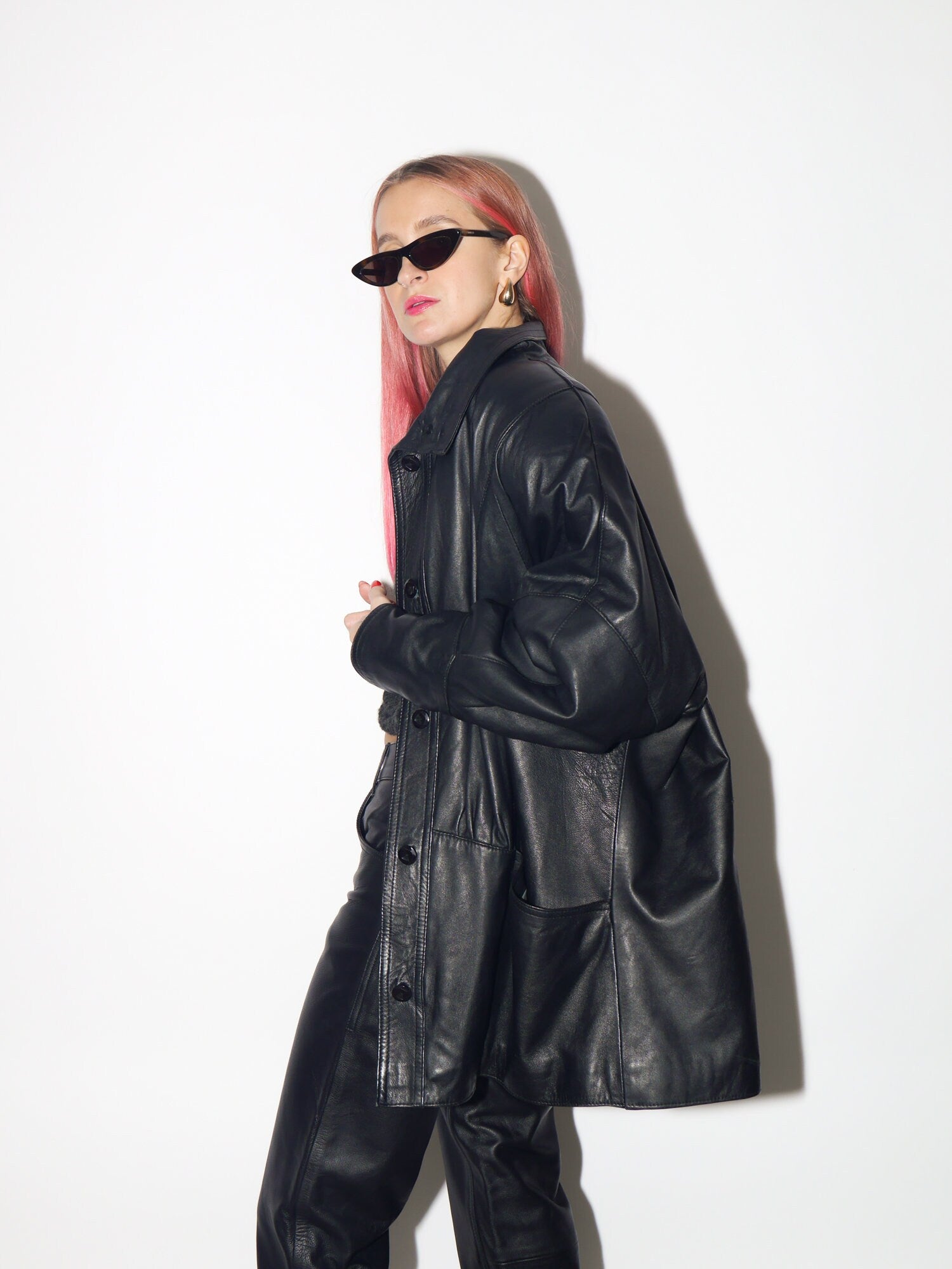 VINTAGE black leather jacket 1980s | super soft leather oversize jacket | black vintage leather jacket | Hailey Bieber leather jacket