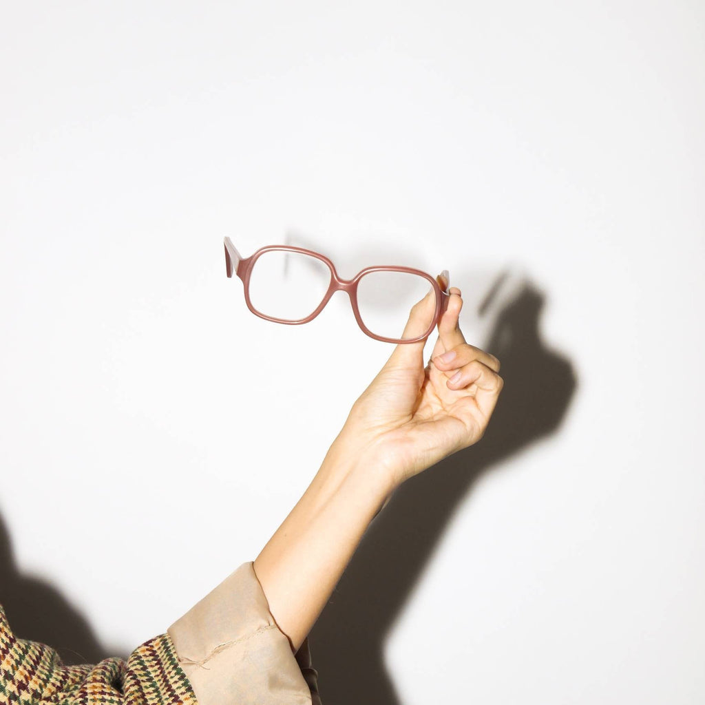 vintage 70s glasses frames in nude pink | plastic retro eyeglasses | 1970s eyewear | modopol