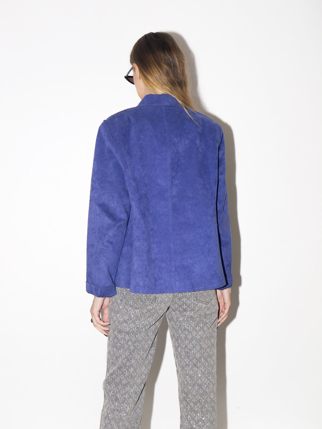 VINTAGE Blue Cerulean Women's Alcantara Blazer From The 1980s