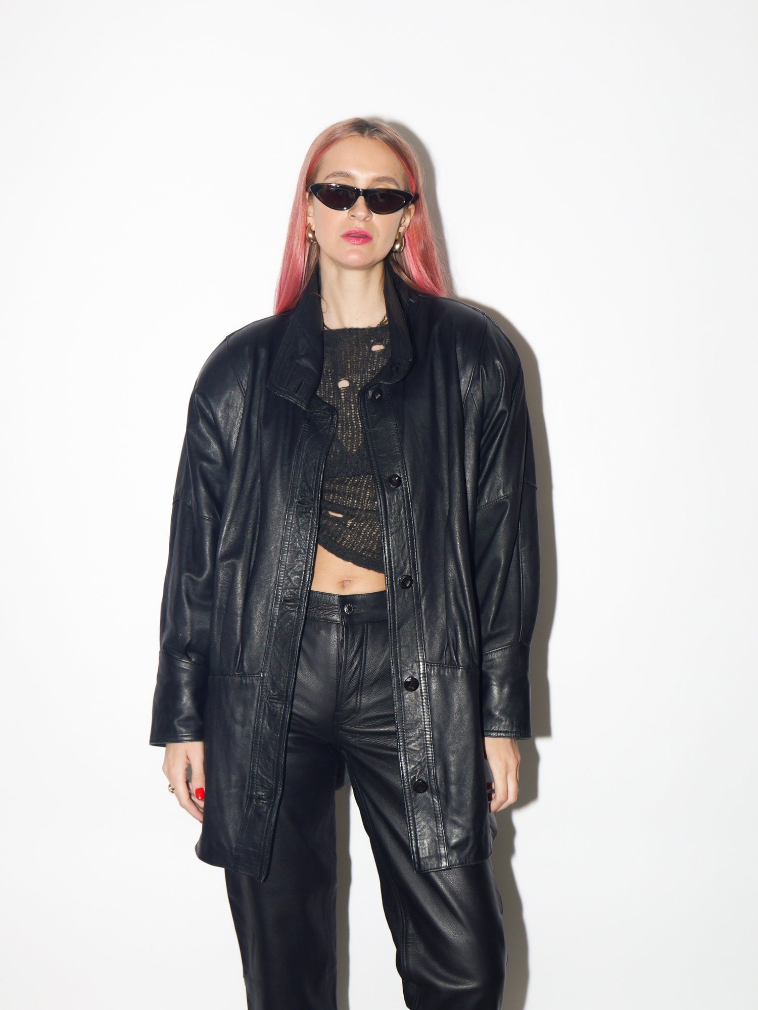 VINTAGE black leather jacket 1980s by Victor Sanjuan from Barcelona | black vintage leather jacket | Hailey Bieber leather jacket