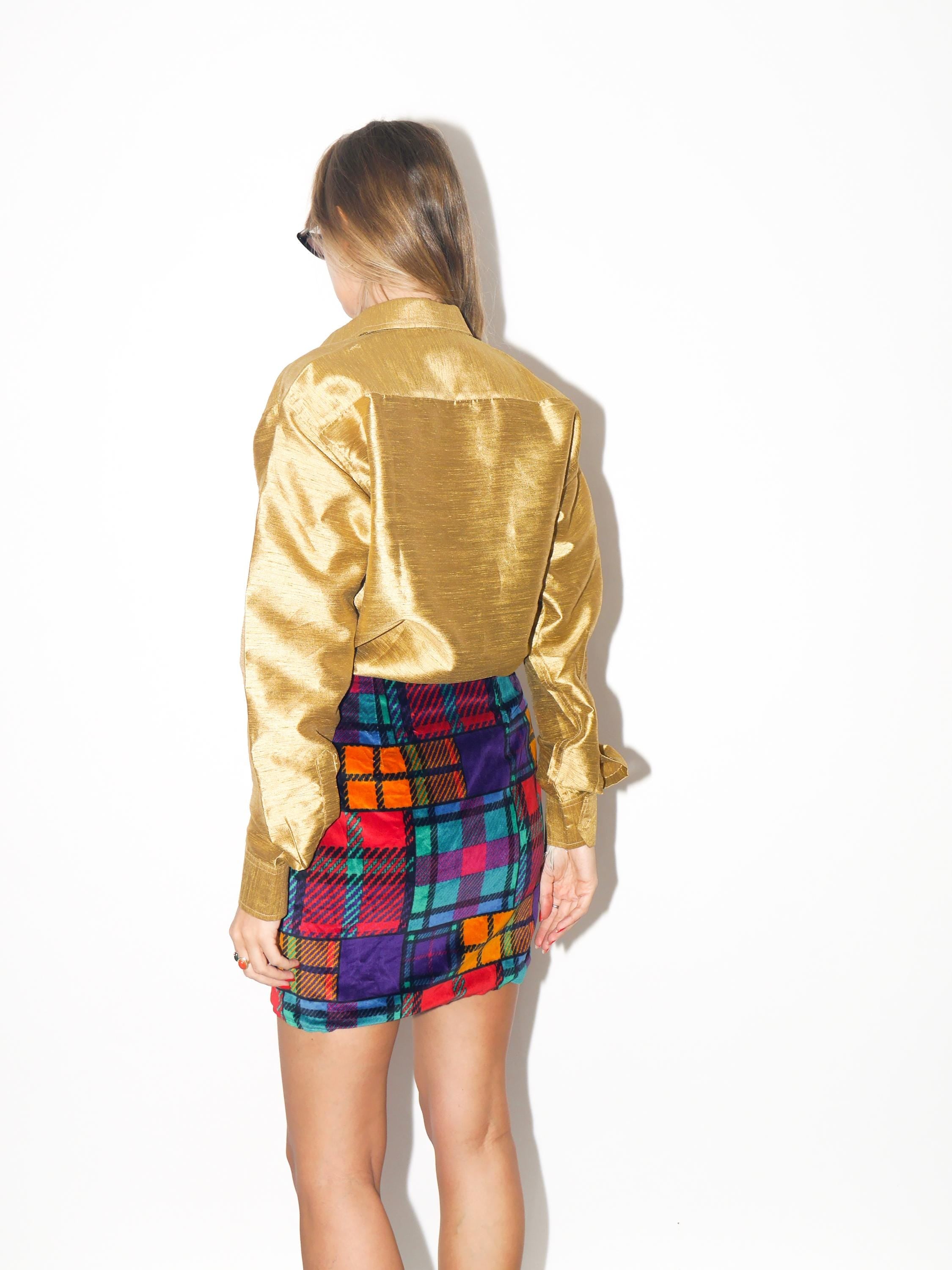 VINTAGE Structured Gold Raw‑Silk‑Look Shirt From The 2000s