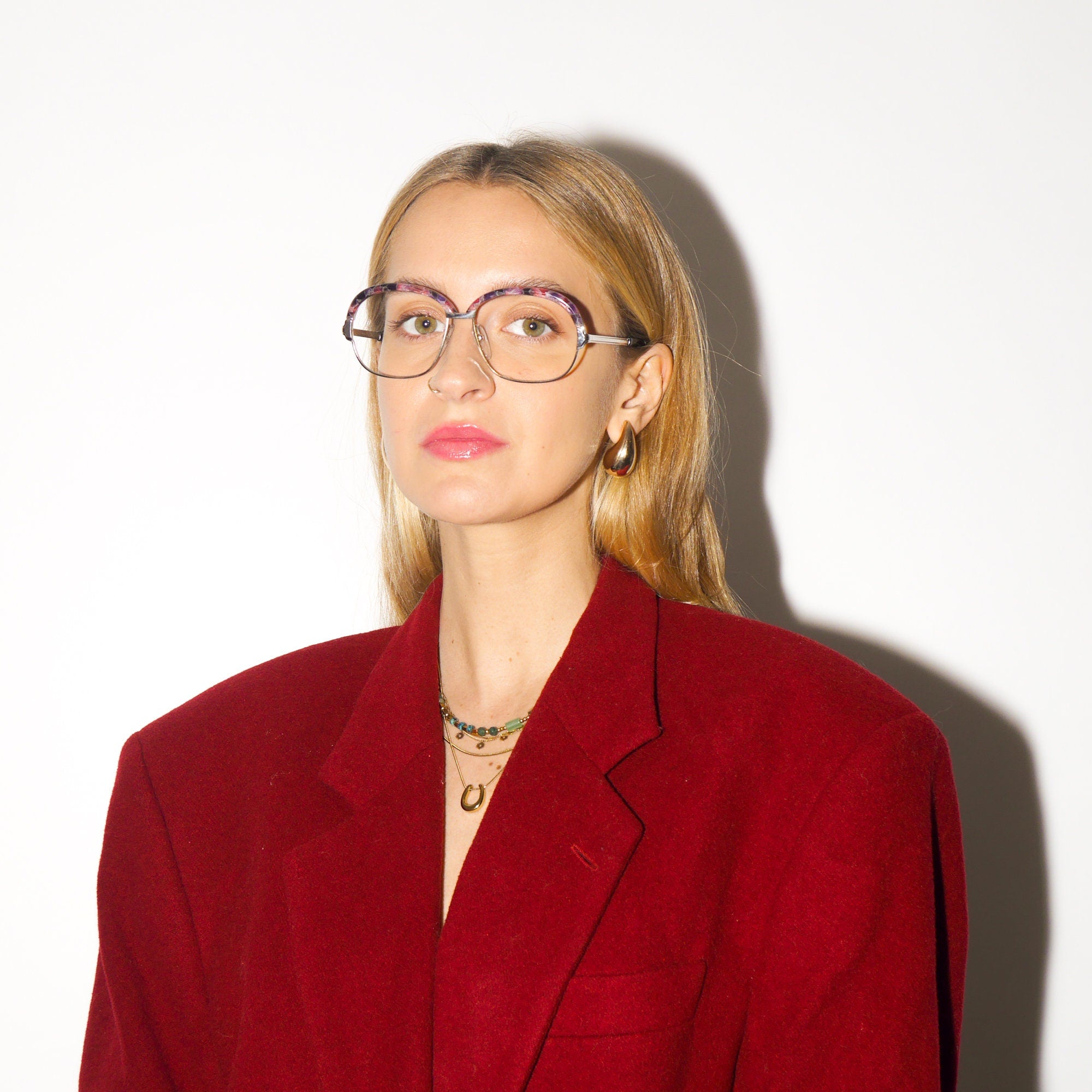 VINTAGE Optura® premium eyeglasses from 1970s | marble and silver ombre metal frames | retro glasses| oversize eyeglasses Minouche
