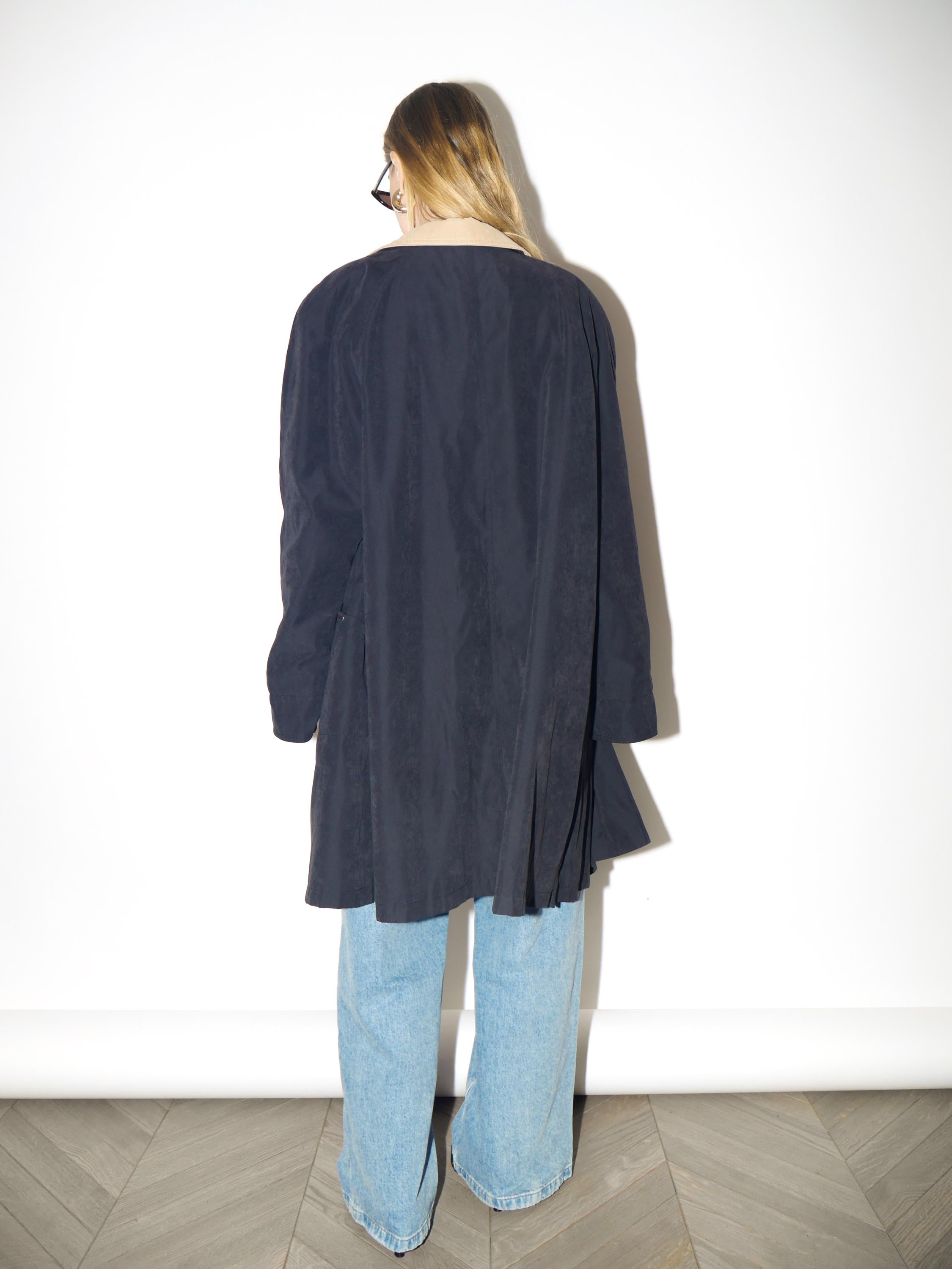 VINTAGE Black & Camel Beige Oversized Trench Coat from 1980s | by Barisal®