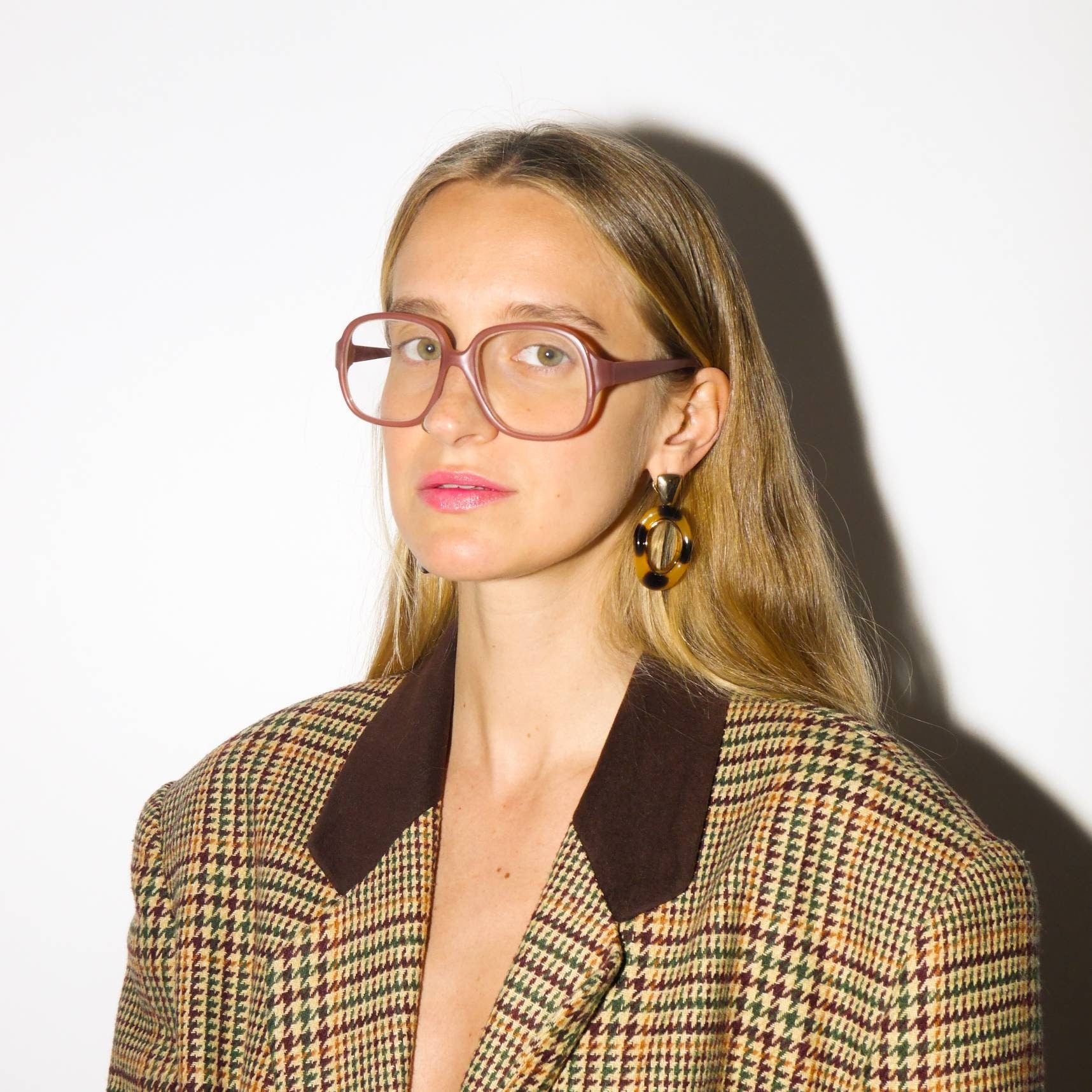 vintage 70s glasses frames in nude pink | plastic retro eyeglasses | 1970s eyewear | modopol
